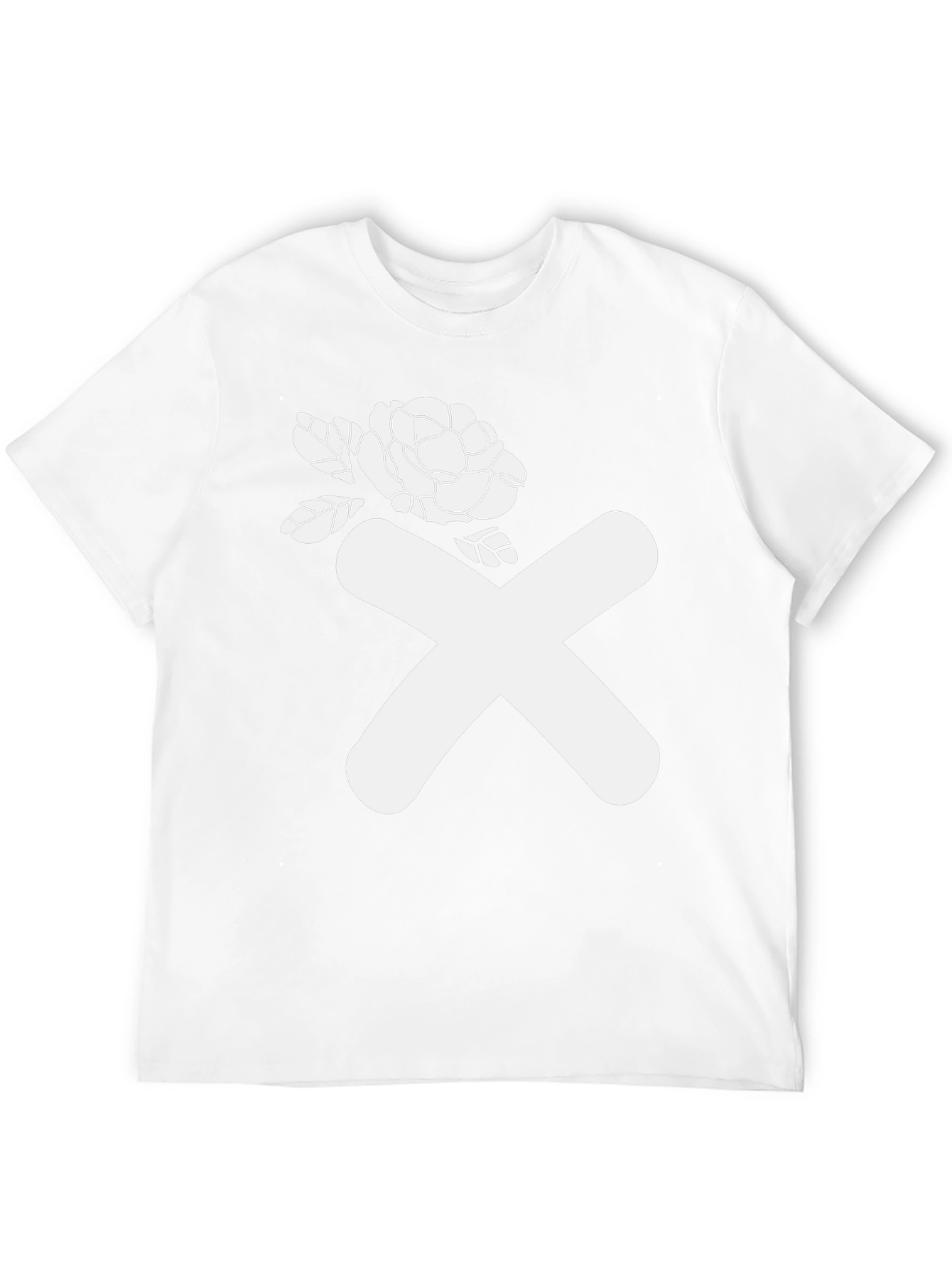 Abstract Rose & X Graphic Black T-Shirt