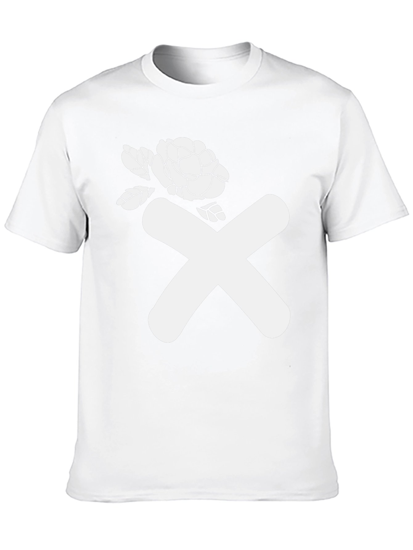 Abstract Rose & X Graphic Black T-Shirt