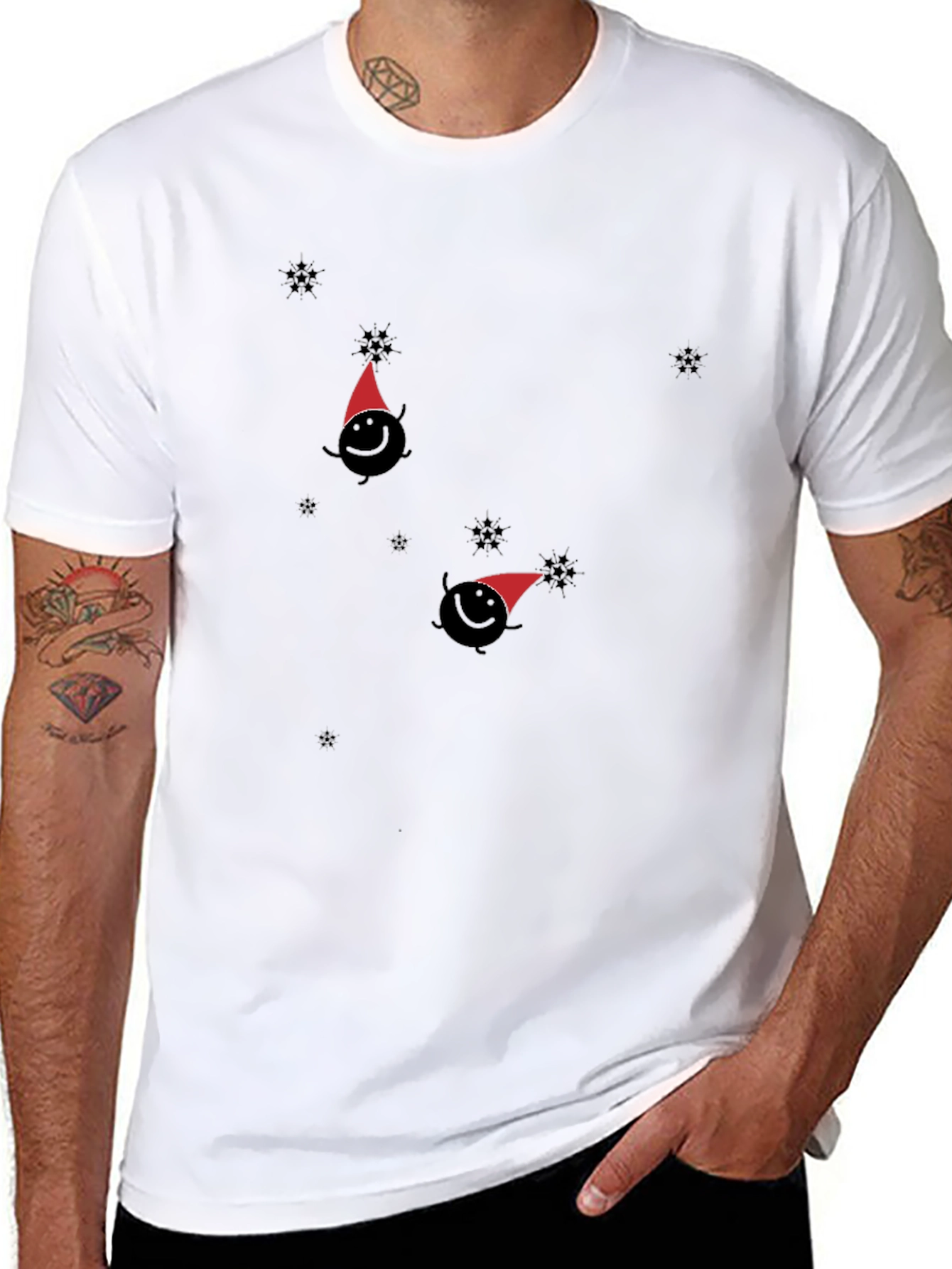 Whimsical Winter Tee - Santa Hat Design