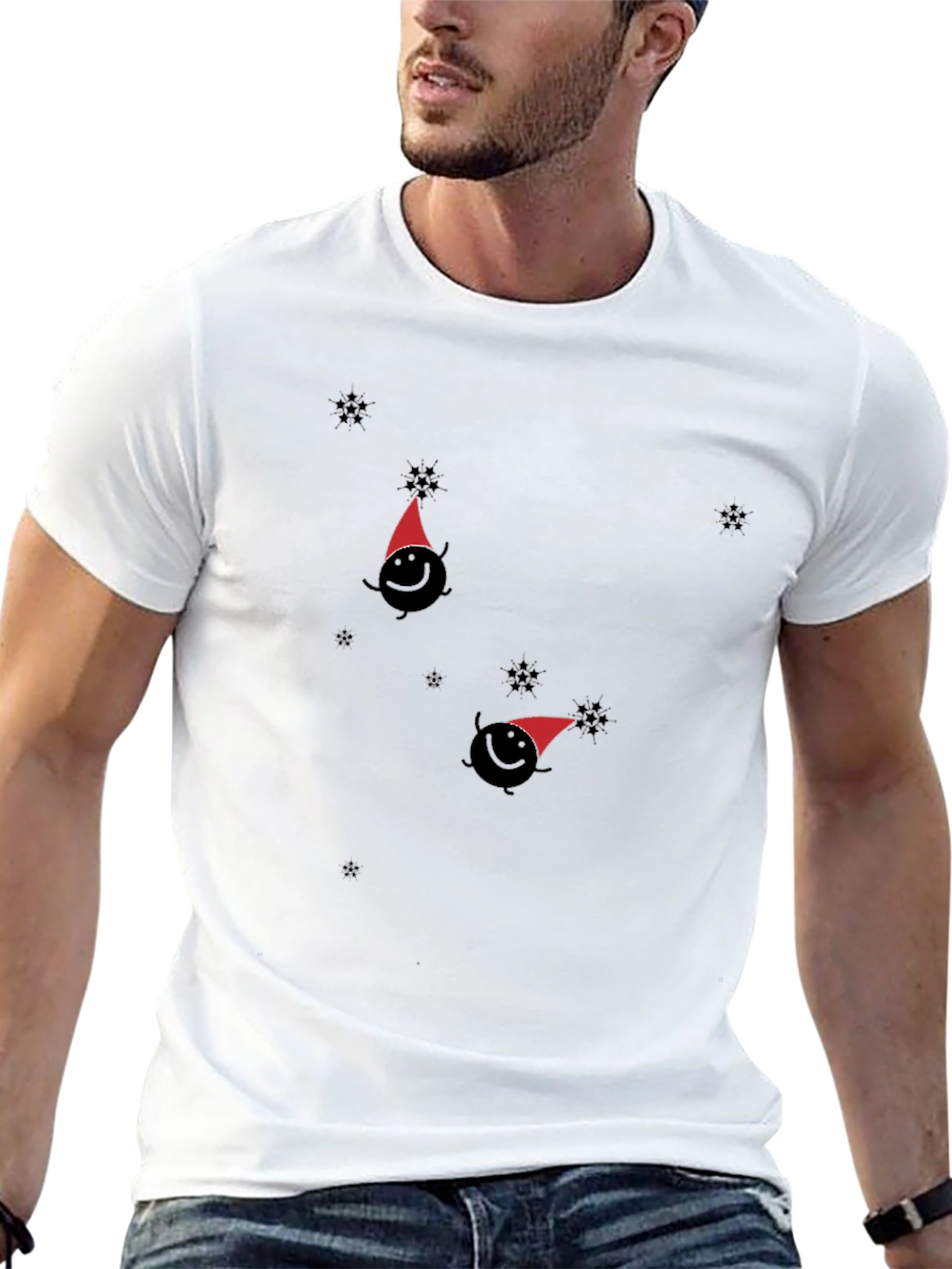 Whimsical Winter Tee - Santa Hat Design
