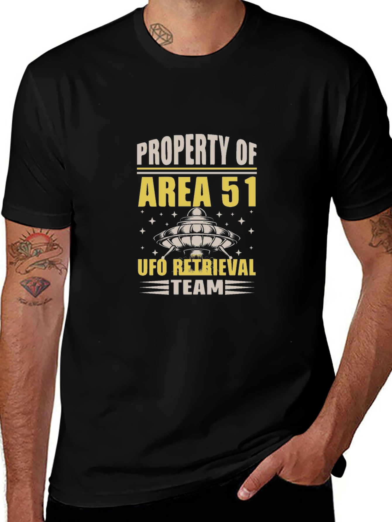 Area 51 UFO Retrieval Team Black T-Shirt