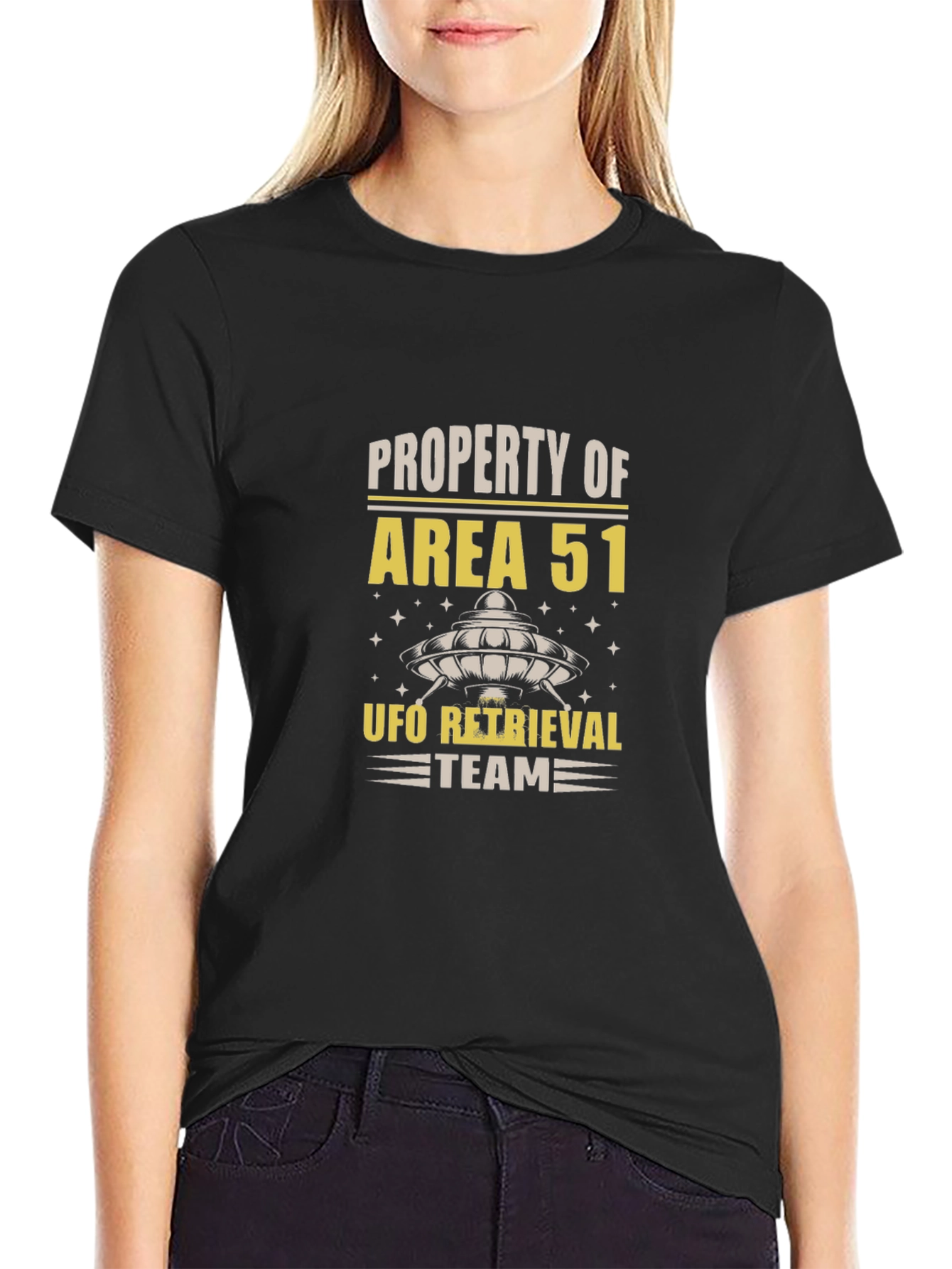 Area 51 UFO Retrieval Team Black T-Shirt