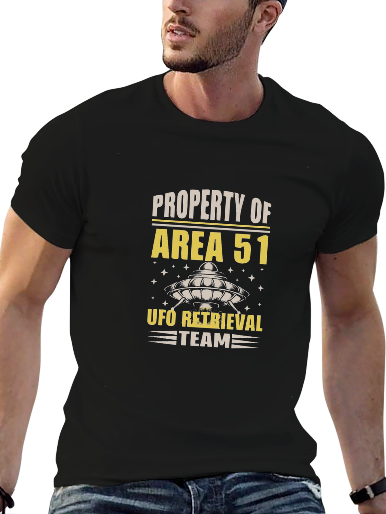 Area 51 UFO Retrieval Team Black T-Shirt
