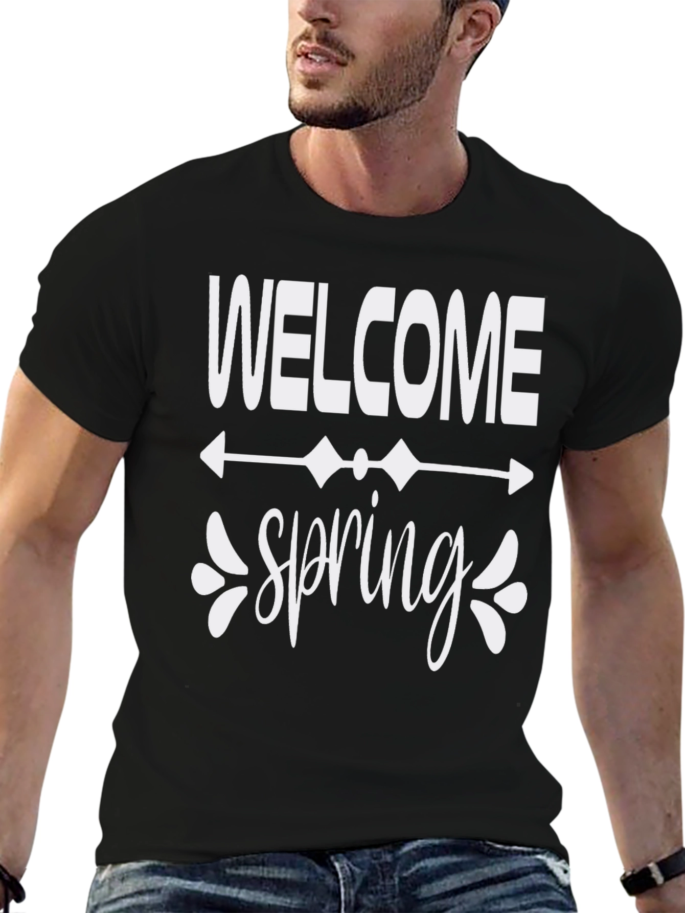 Welcome Spring Black Graphic Tee