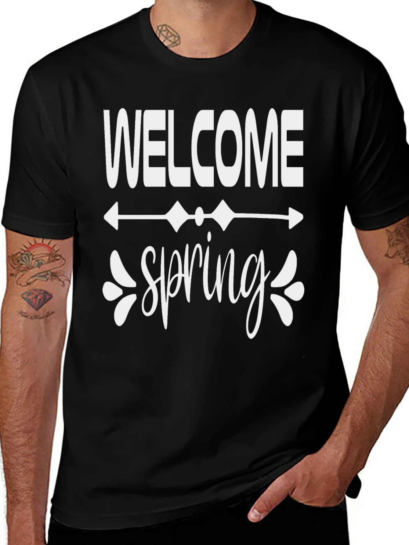 Welcome Spring Black Graphic Tee