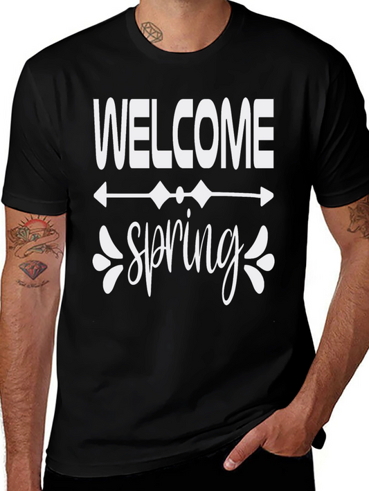 Welcome Spring Black Graphic Tee