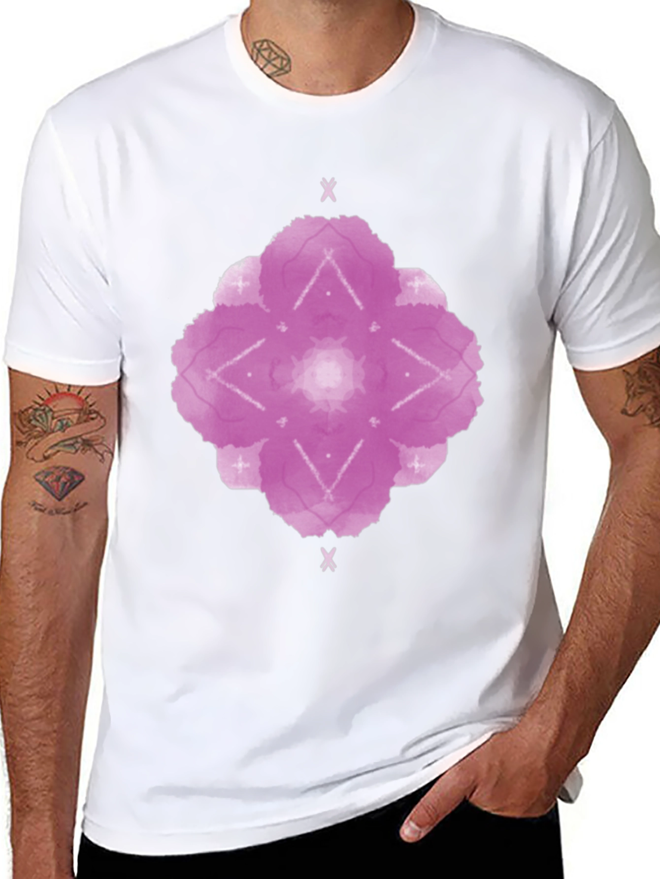 Abstract Floral Print Black T-Shirt