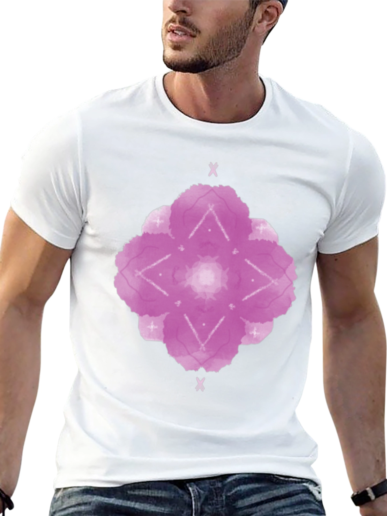 Abstract Floral Print Black T-Shirt