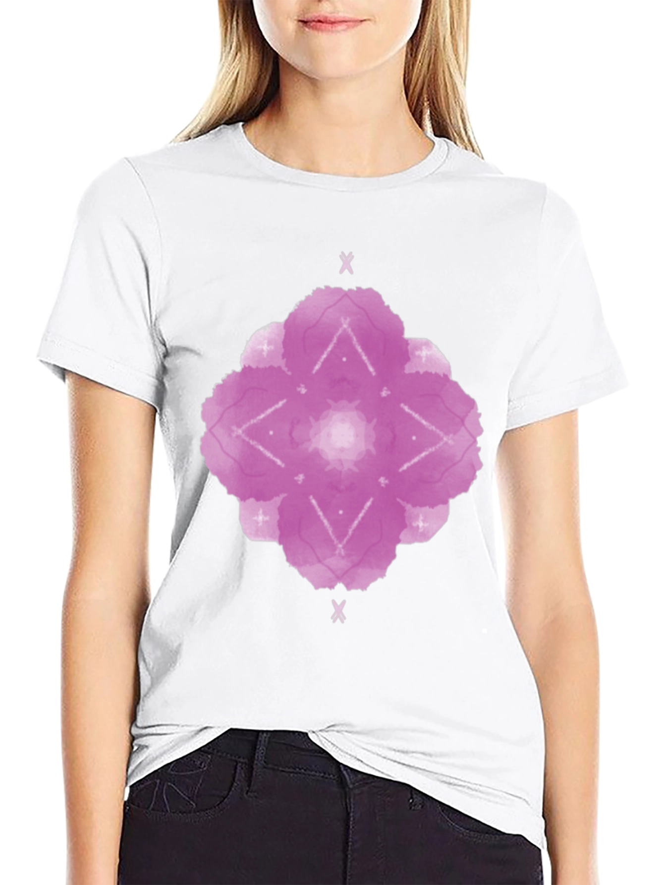 Abstract Floral Print Black T-Shirt
