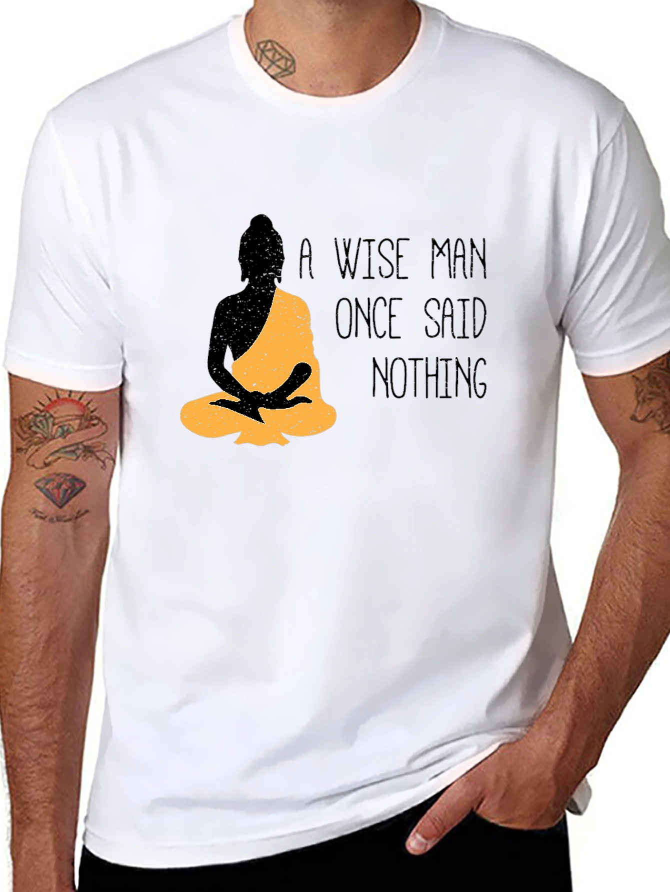 Wise Man Buddha Graphic T-Shirt - Black