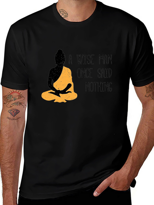 Wise Man Buddha Graphic T-Shirt - Black