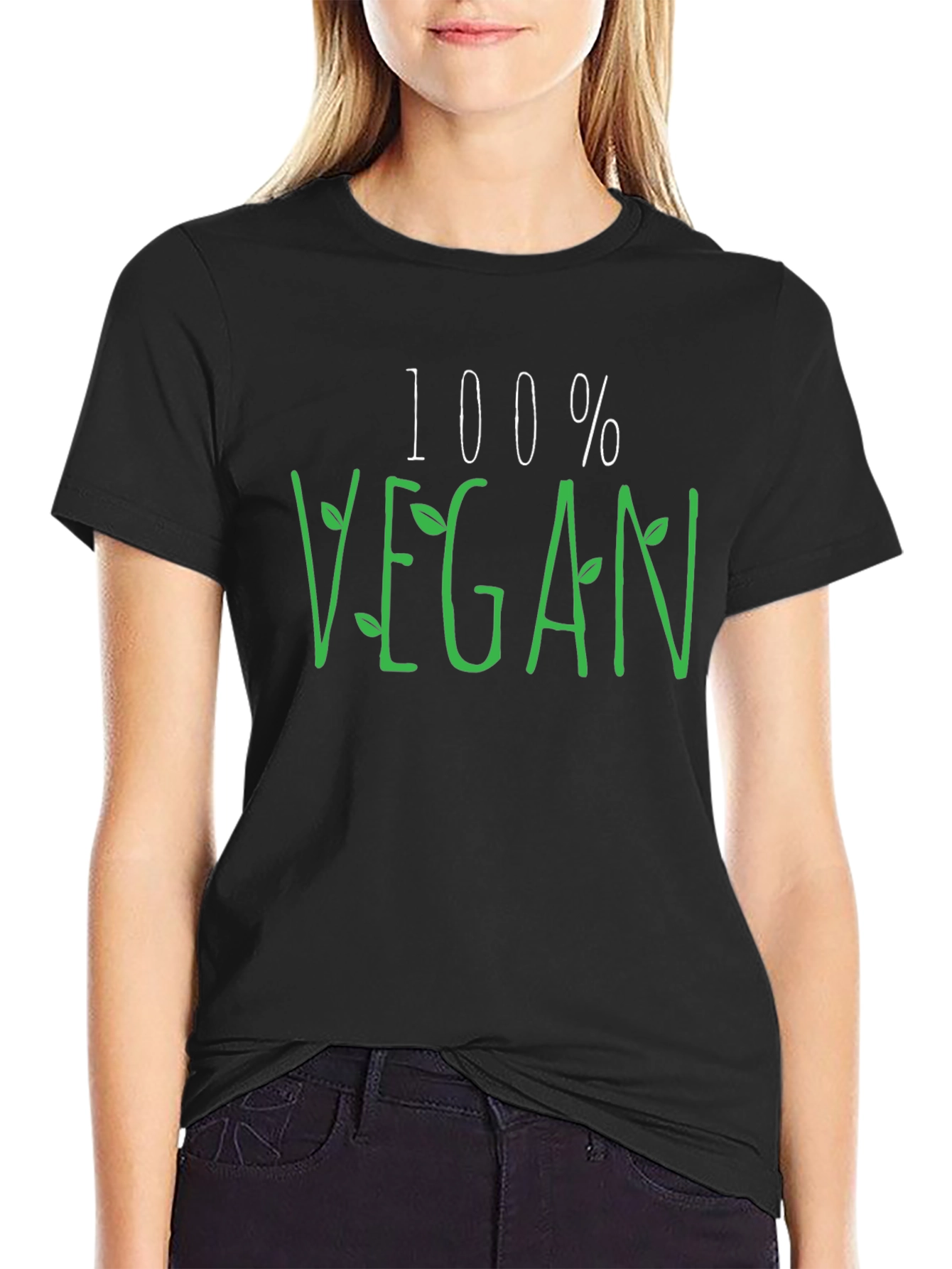 100% Vegan Graphic Tee - Black Casual Shirt