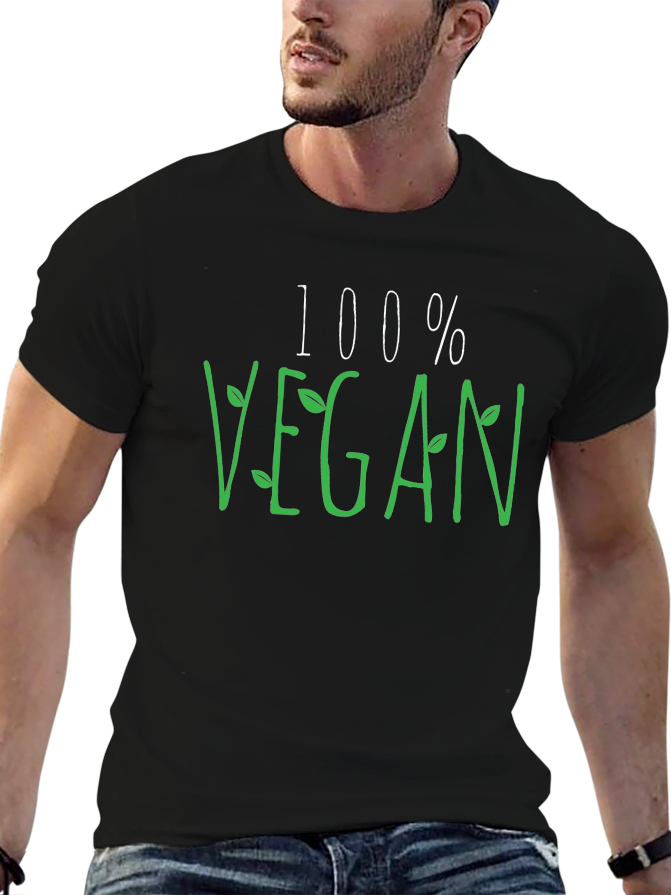 100% Vegan Graphic Tee - Black Casual Shirt