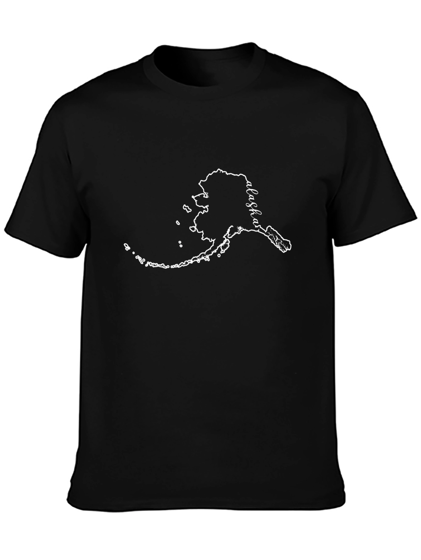 Alaska Outline Graphic Tee - Black Cotton T-Shirt