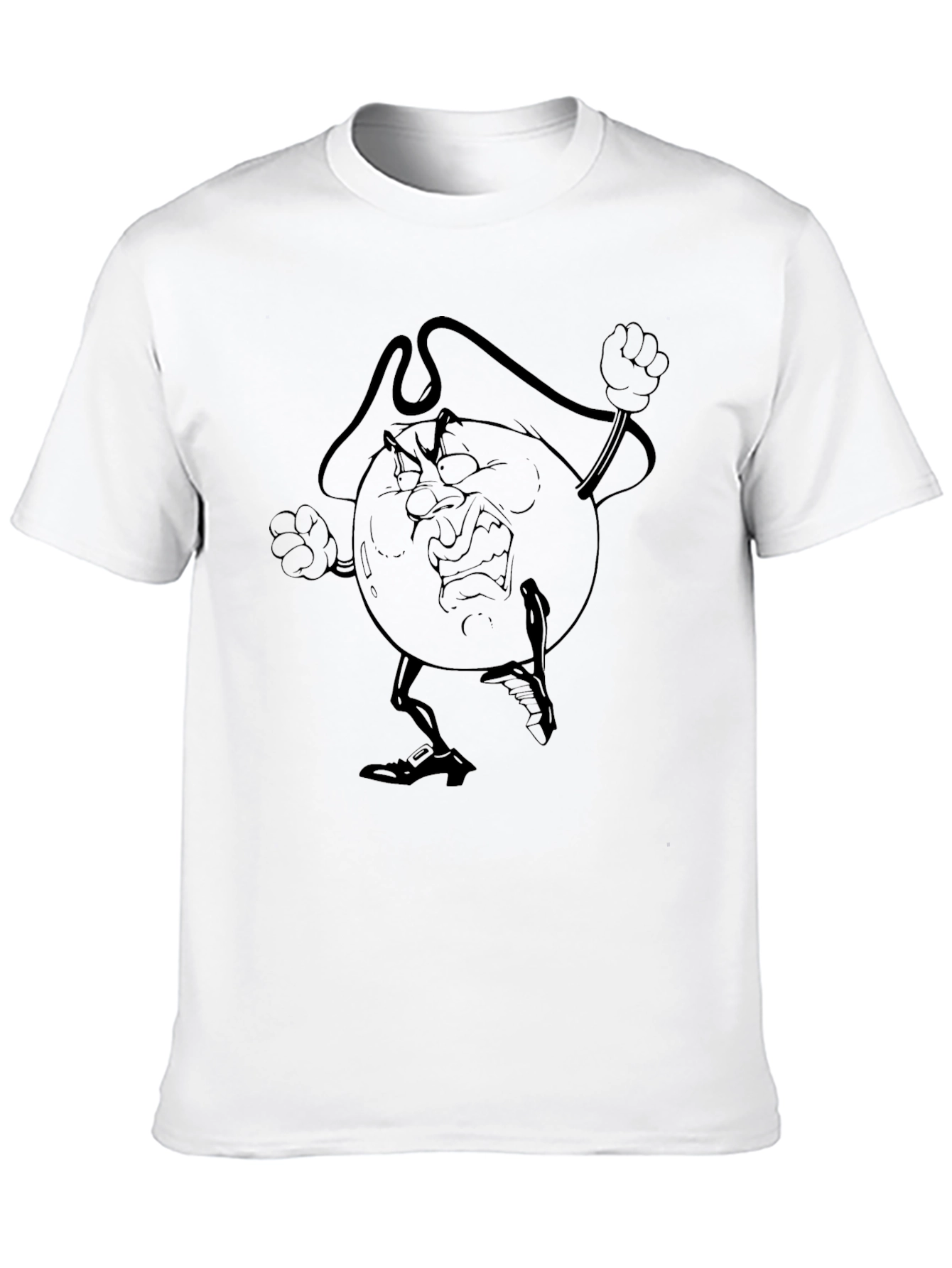 Angry Cartoon Globe Black T-Shirt