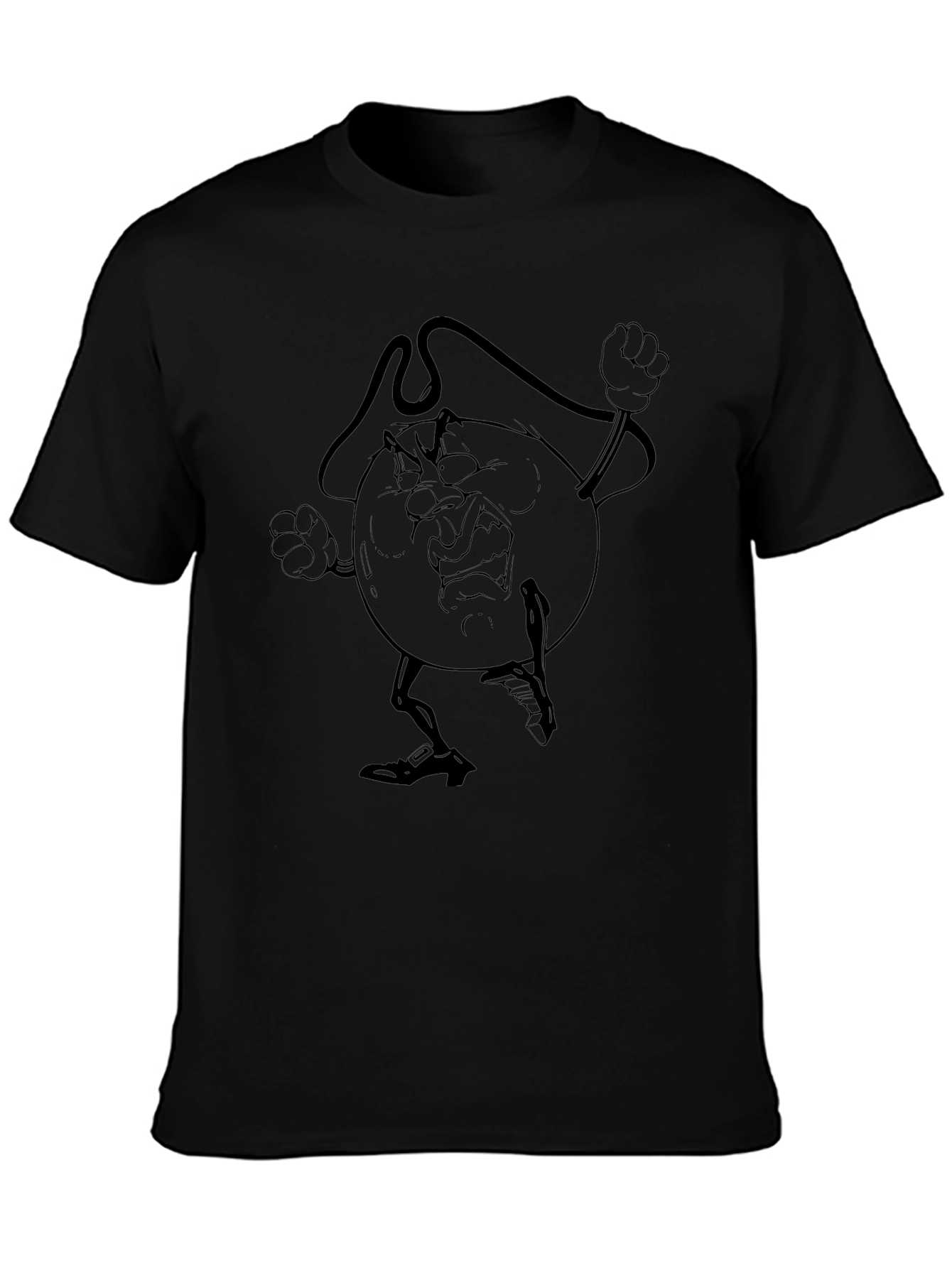 Angry Cartoon Globe Black T-Shirt
