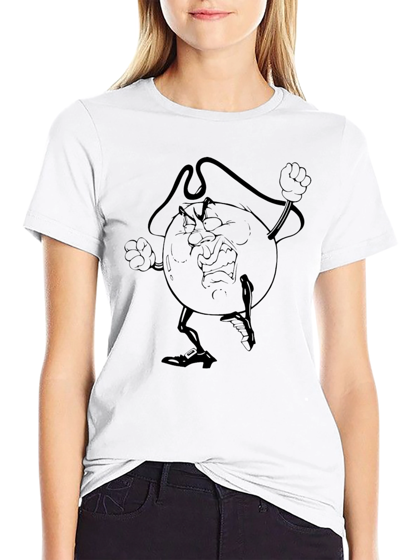 Angry Cartoon Globe Black T-Shirt