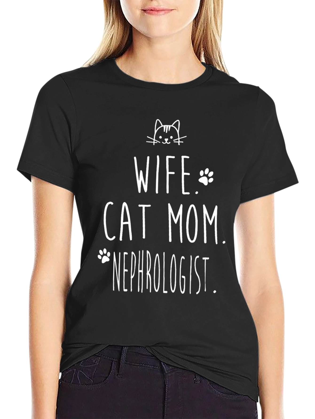 Wife Cat Mom Nephrologist Graphic T-Shirt
