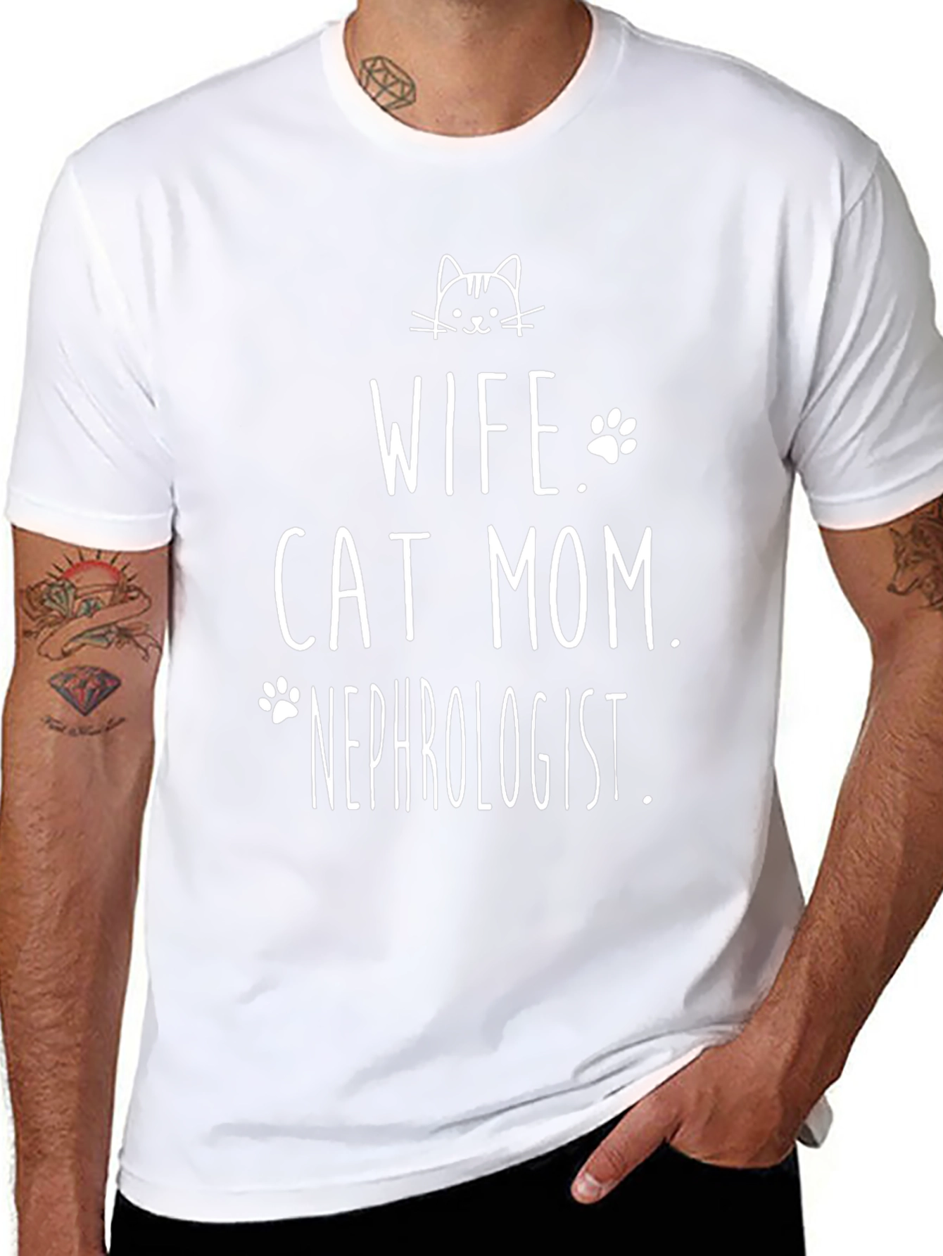 Wife Cat Mom Nephrologist Graphic T-Shirt