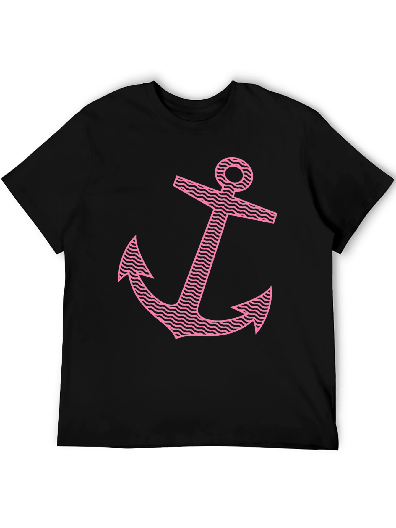 Anchor Graphic Tee - Pink Print on Black