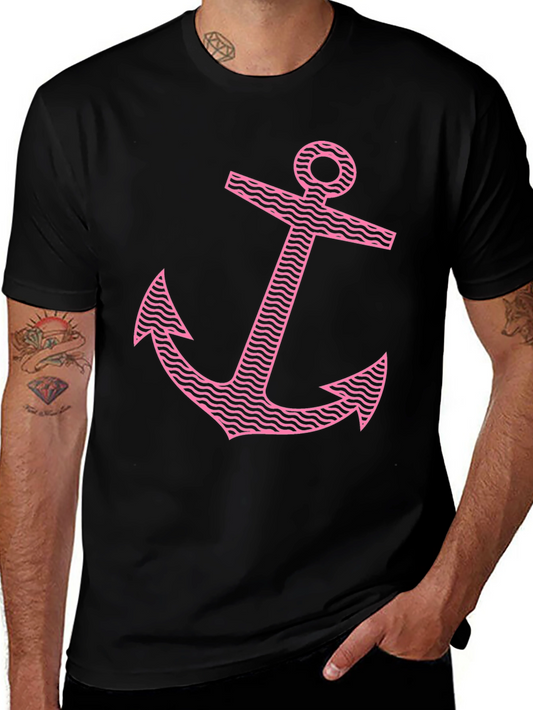 Anchor Graphic Tee - Pink Print on Black