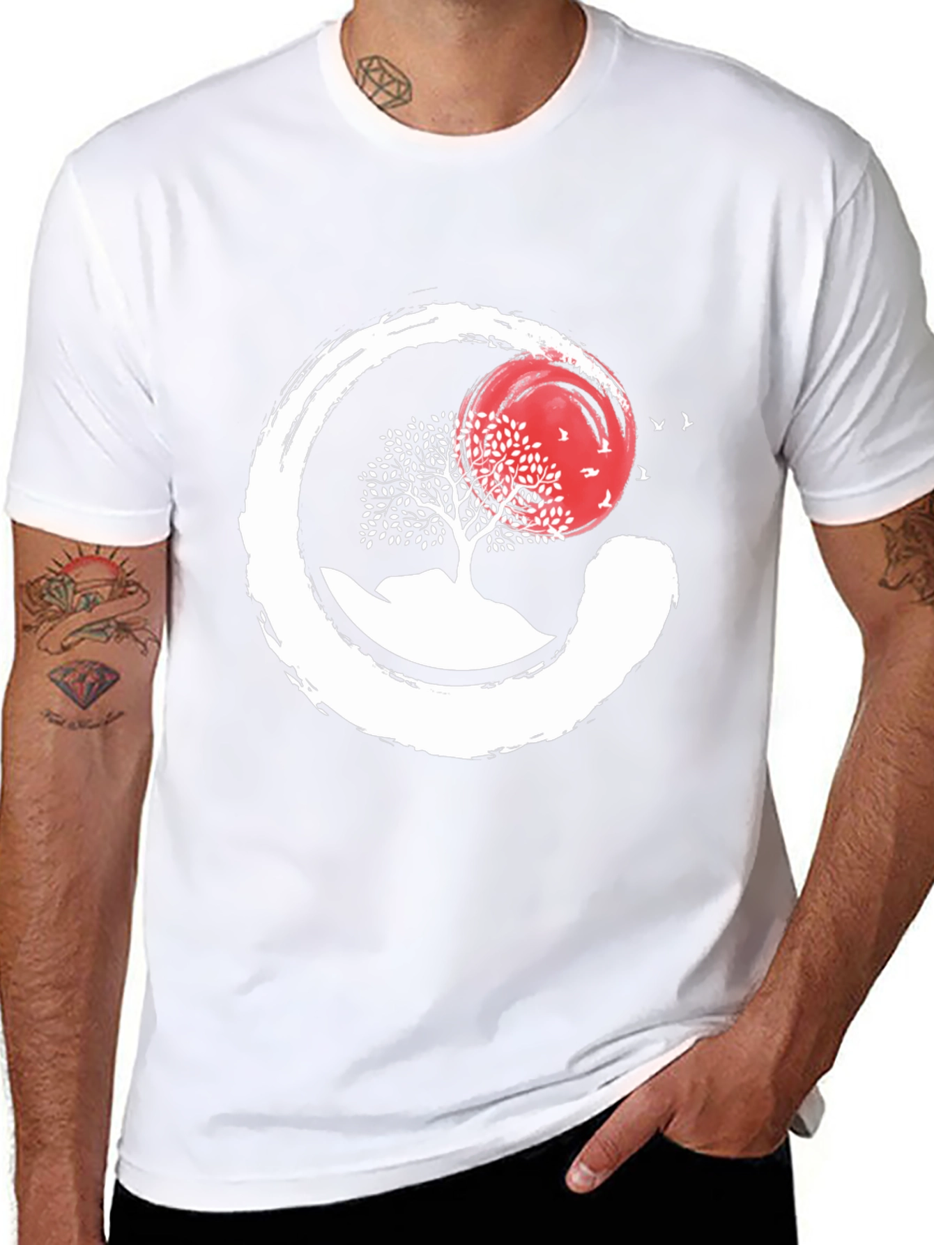 Zen Circle Tree & Sunset Graphic Tee