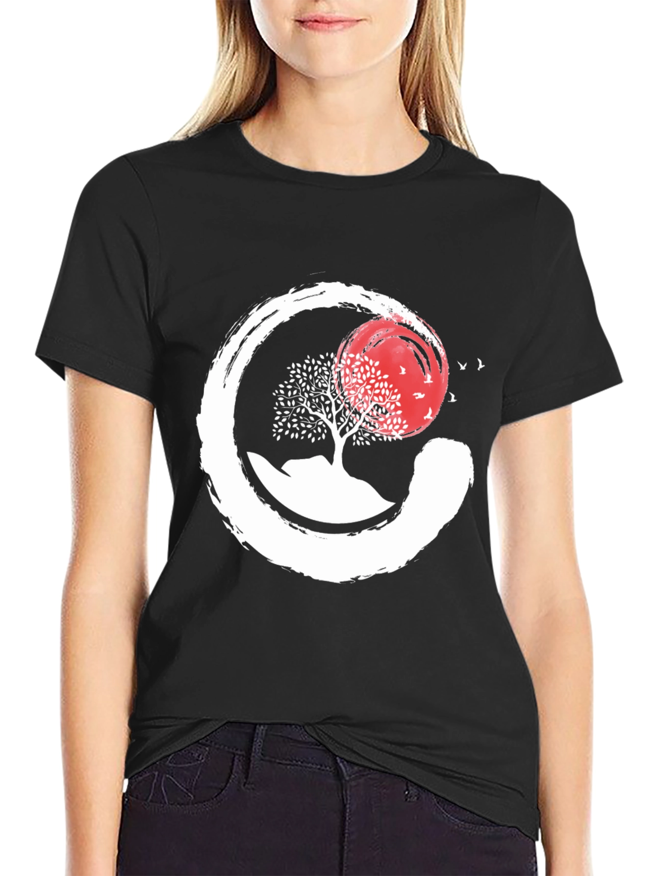 Zen Circle Tree & Sunset Graphic Tee