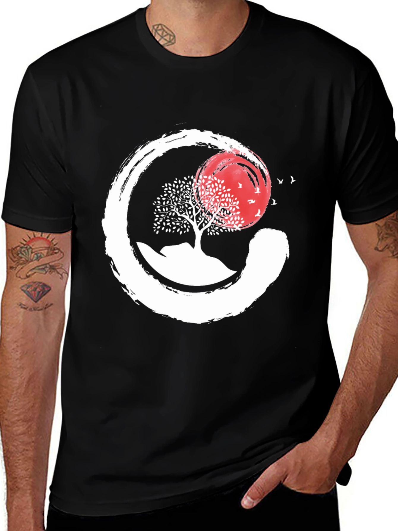 Zen Circle Tree & Sunset Graphic Tee
