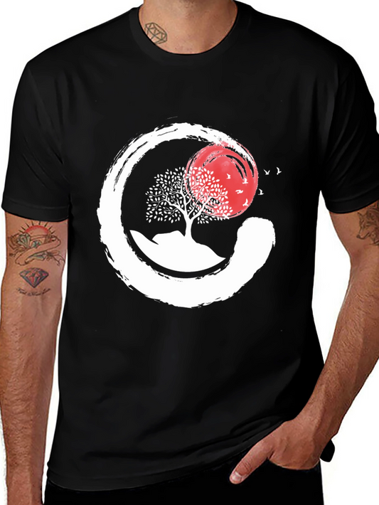 Zen Circle Tree & Sunset Graphic Tee