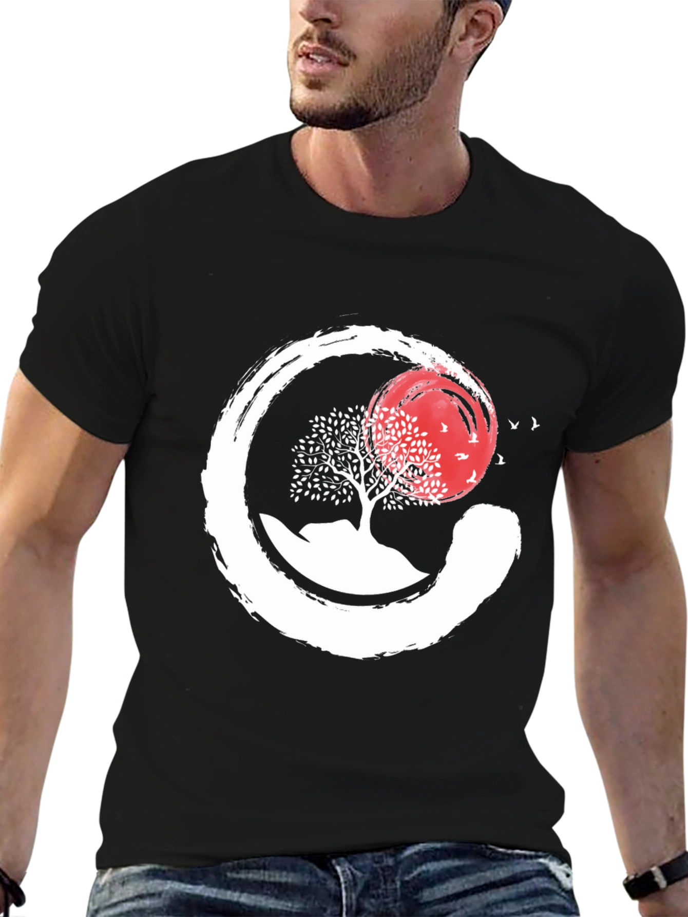 Zen Circle Tree & Sunset Graphic Tee