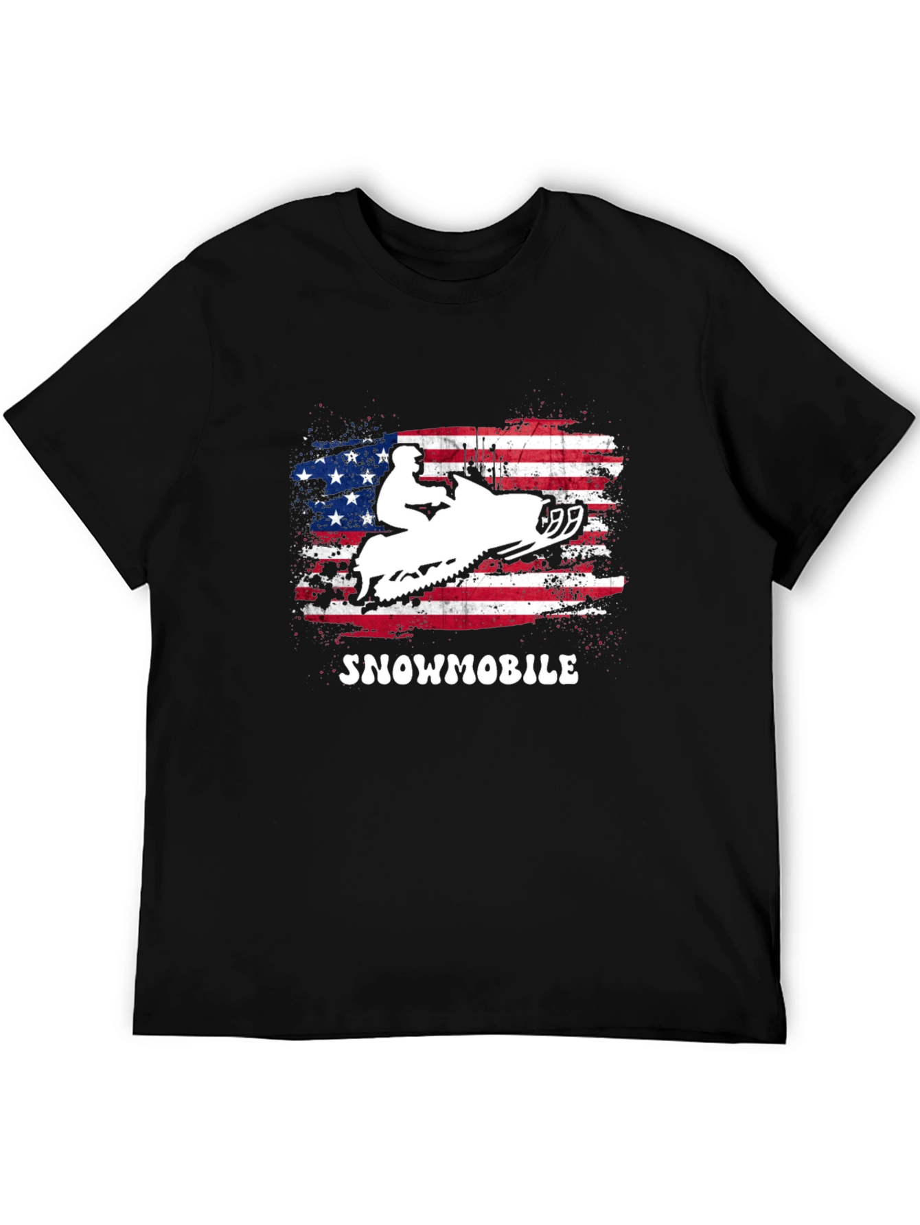 American Flag Snowmobile Graphic T-Shirt