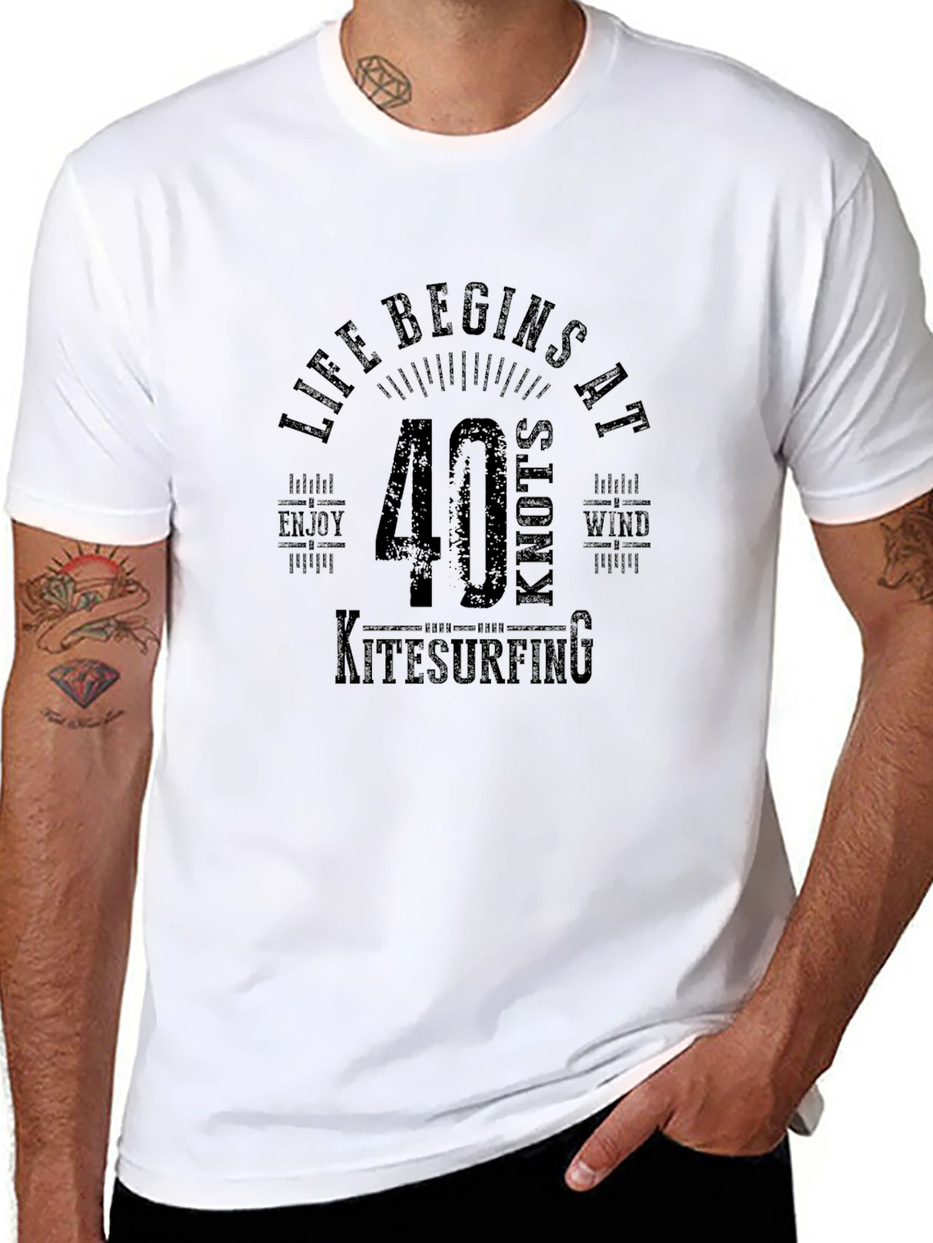 Life Begins at 40 Knots Kitesurfing T-Shirt