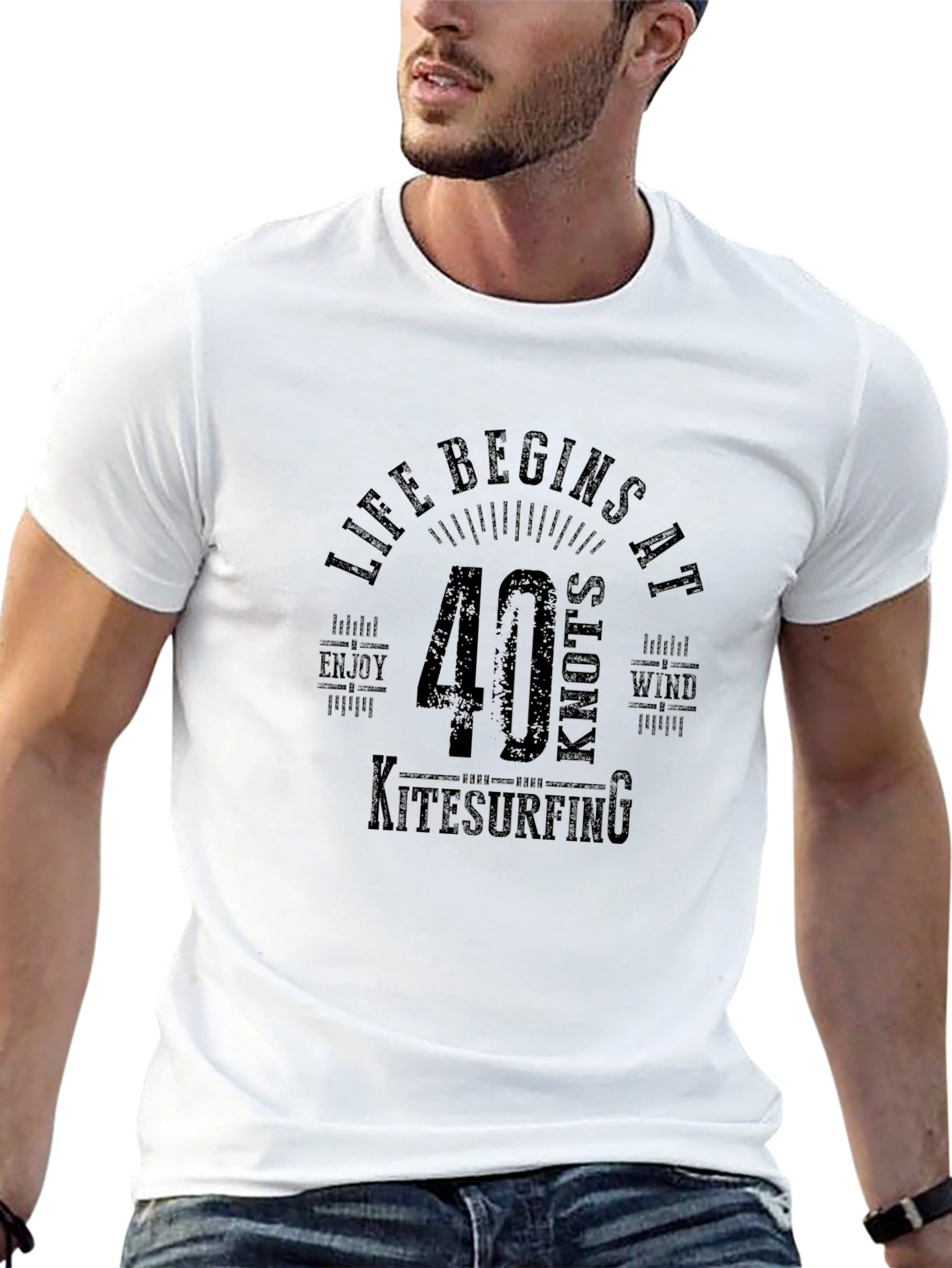 Life Begins at 40 Knots Kitesurfing T-Shirt