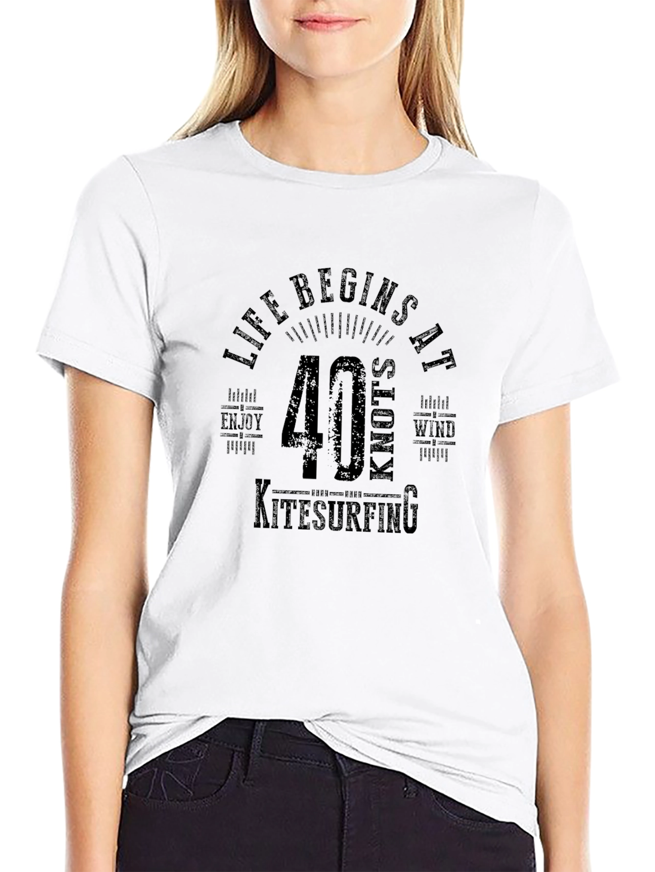 Life Begins at 40 Knots Kitesurfing T-Shirt