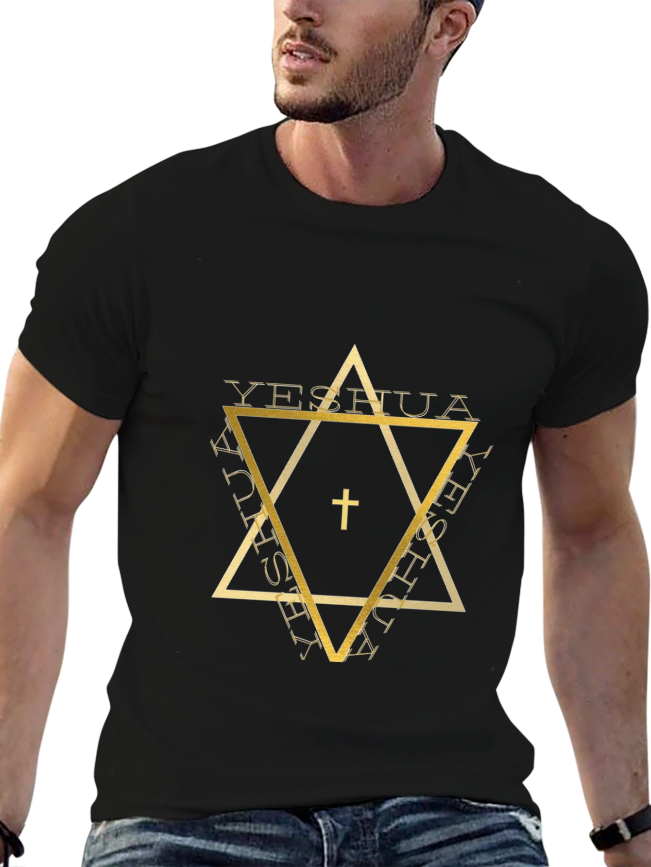 Yeshua Star Graphic Tee - Black Cotton Blend