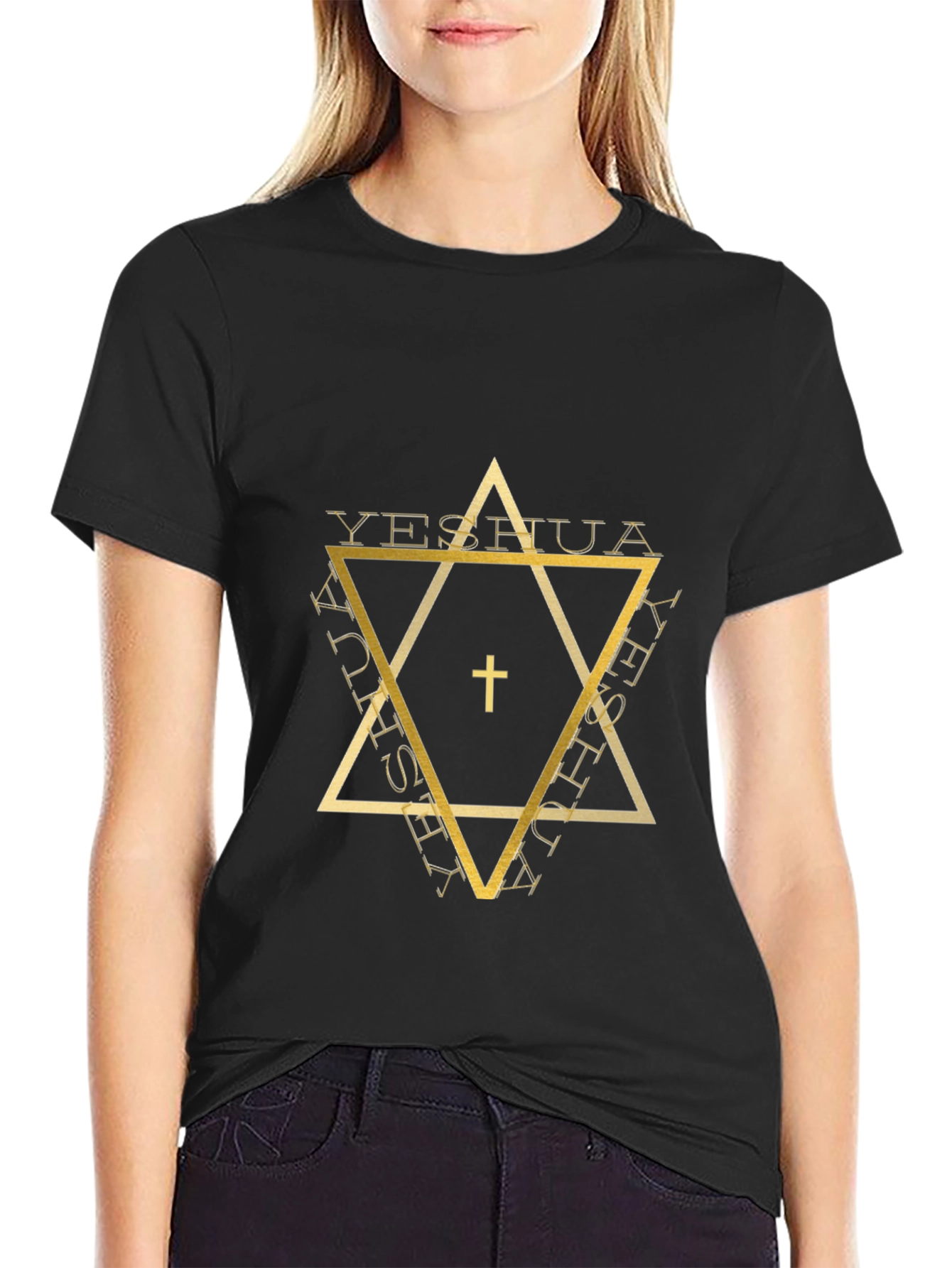 Yeshua Star Graphic Tee - Black Cotton Blend