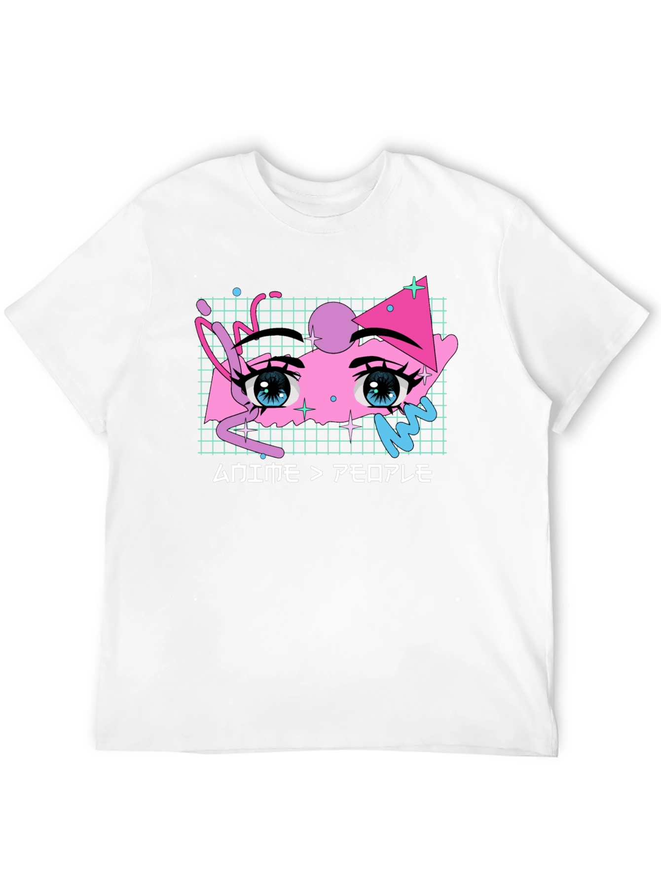 Anime Eyes Graphic Tee - Black Cotton T-Shirt