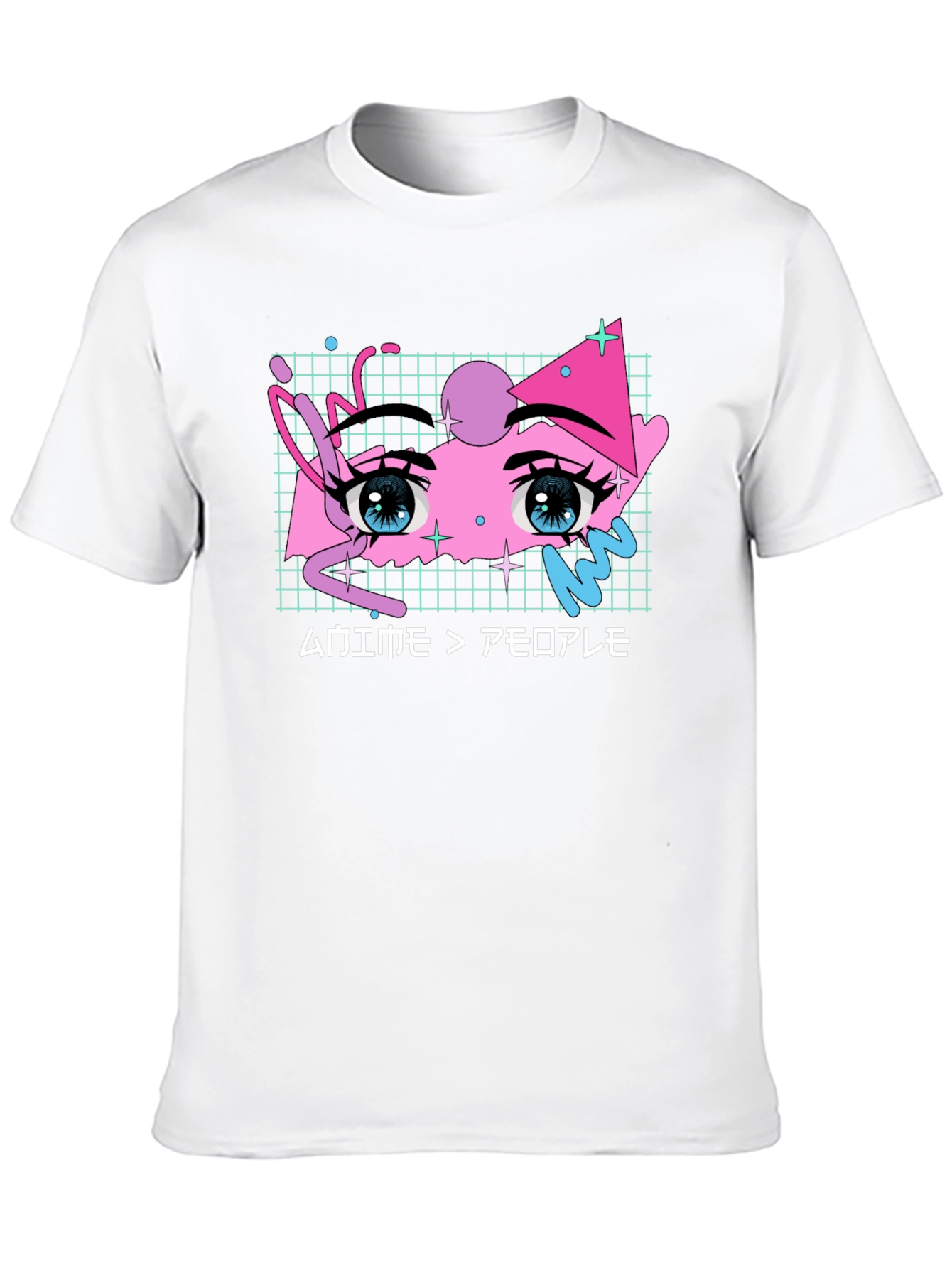 Anime Eyes Graphic Tee - Black Cotton T-Shirt