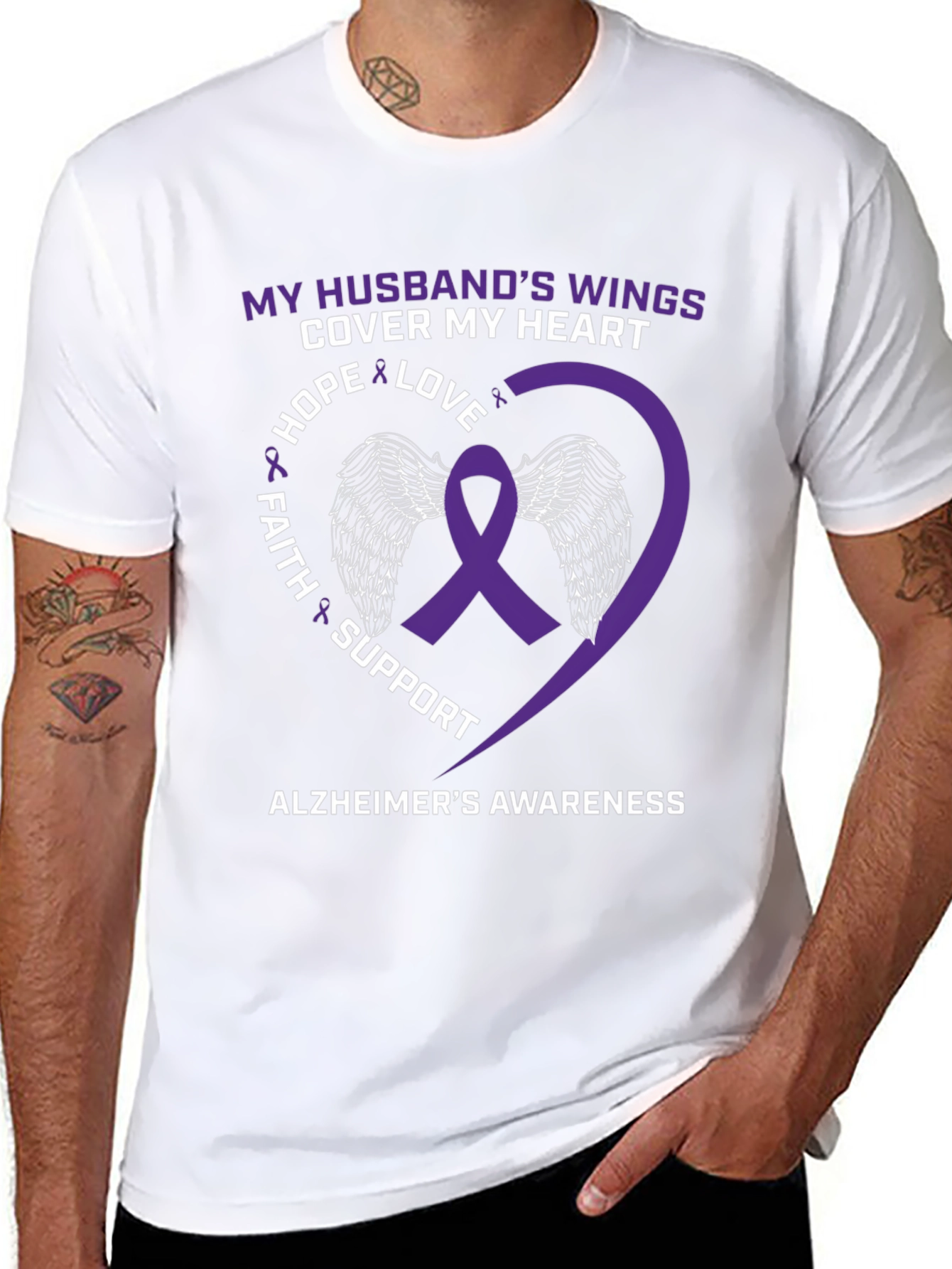 Alzheimers Awareness Husband Wings T-Shirt