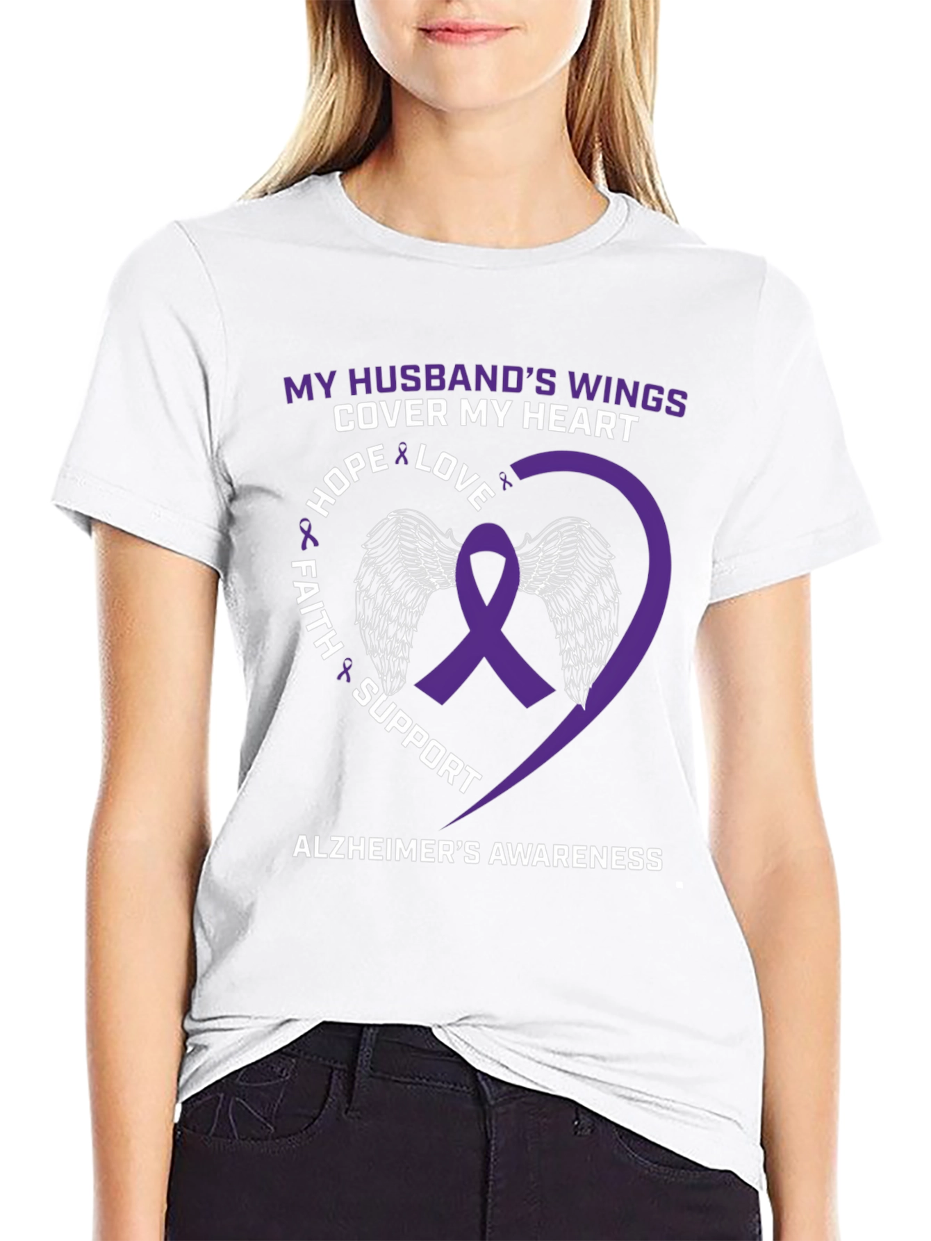 Alzheimers Awareness Husband Wings T-Shirt