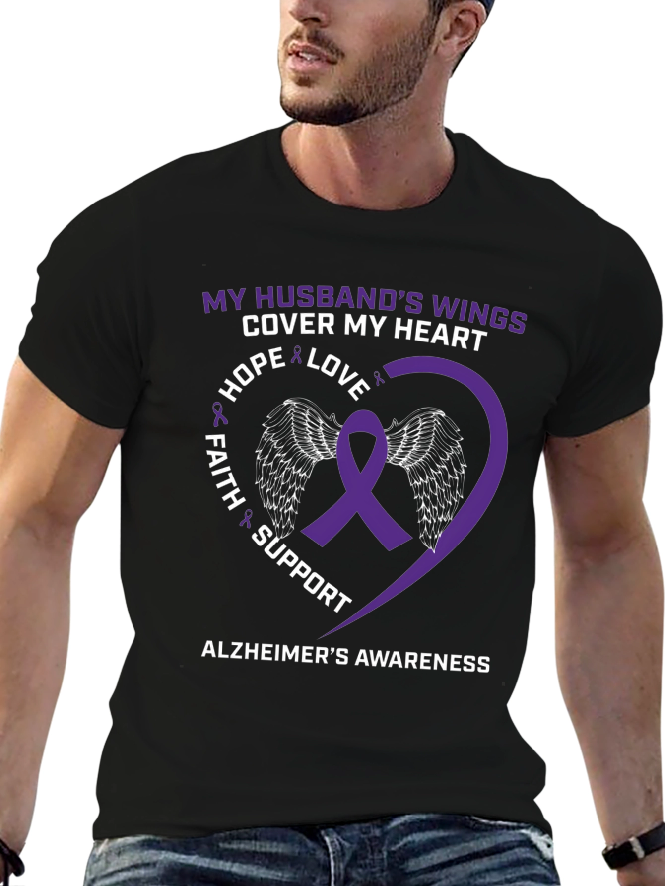Alzheimers Awareness Husband Wings T-Shirt