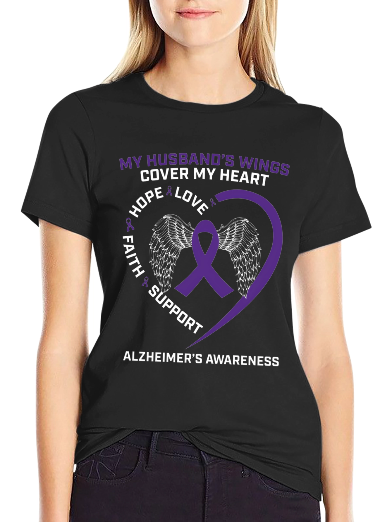 Alzheimers Awareness Husband Wings T-Shirt