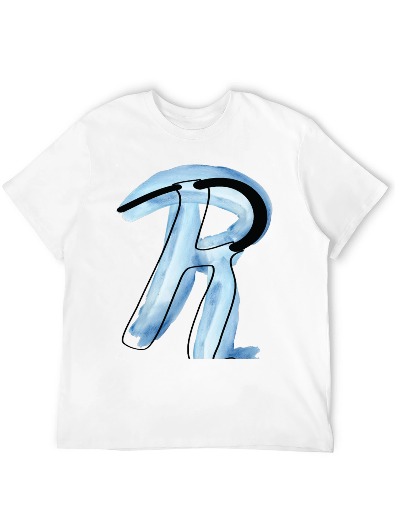 Abstract R Letter Graphic Black T-Shirt