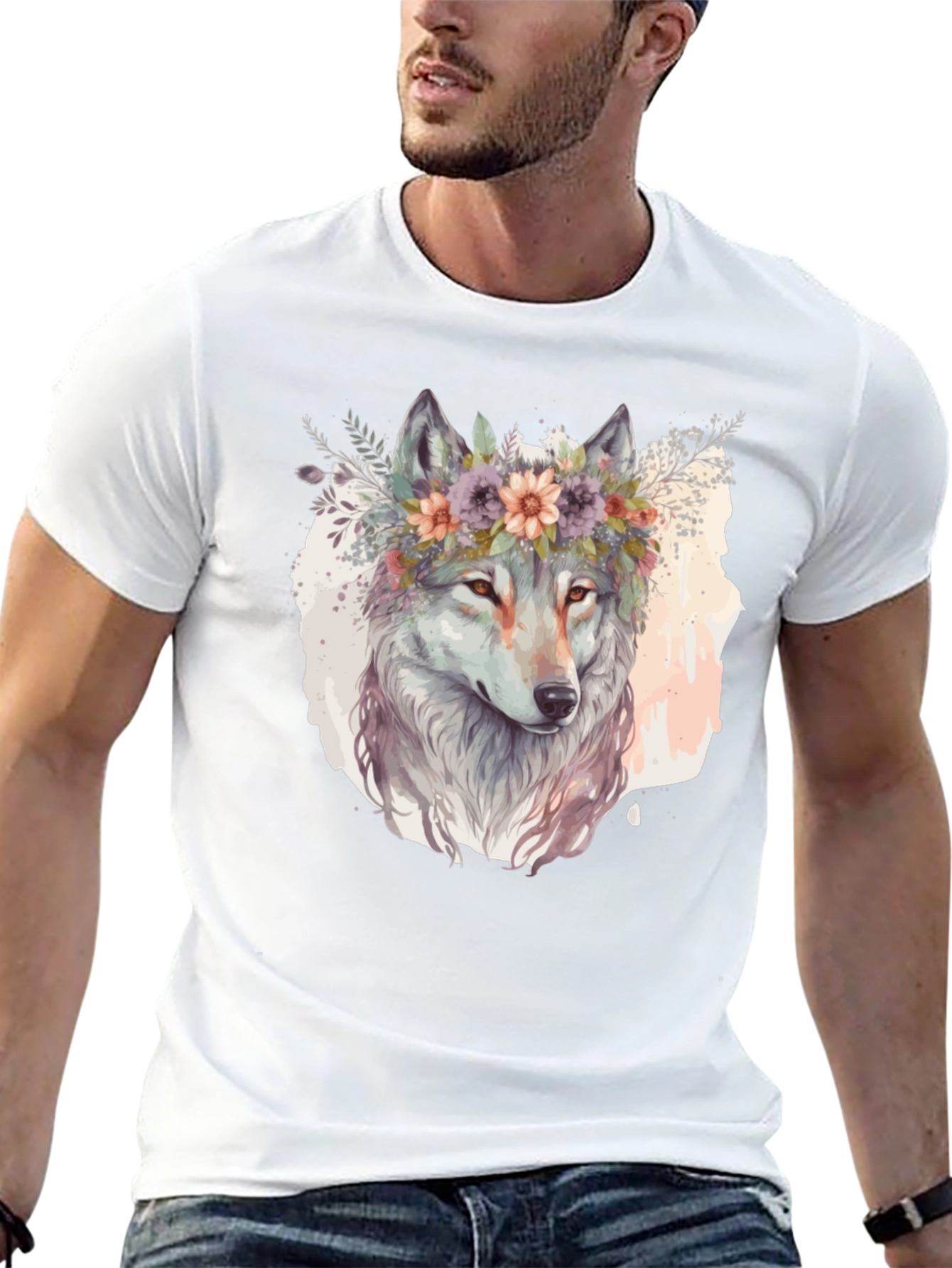 Wolf in Bloom Graphic Tee - Soft Cotton Blend