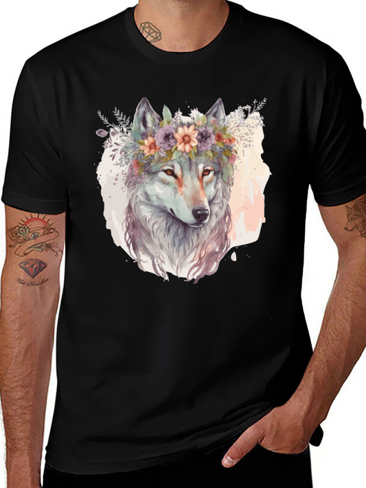 Wolf in Bloom Graphic Tee - Soft Cotton Blend