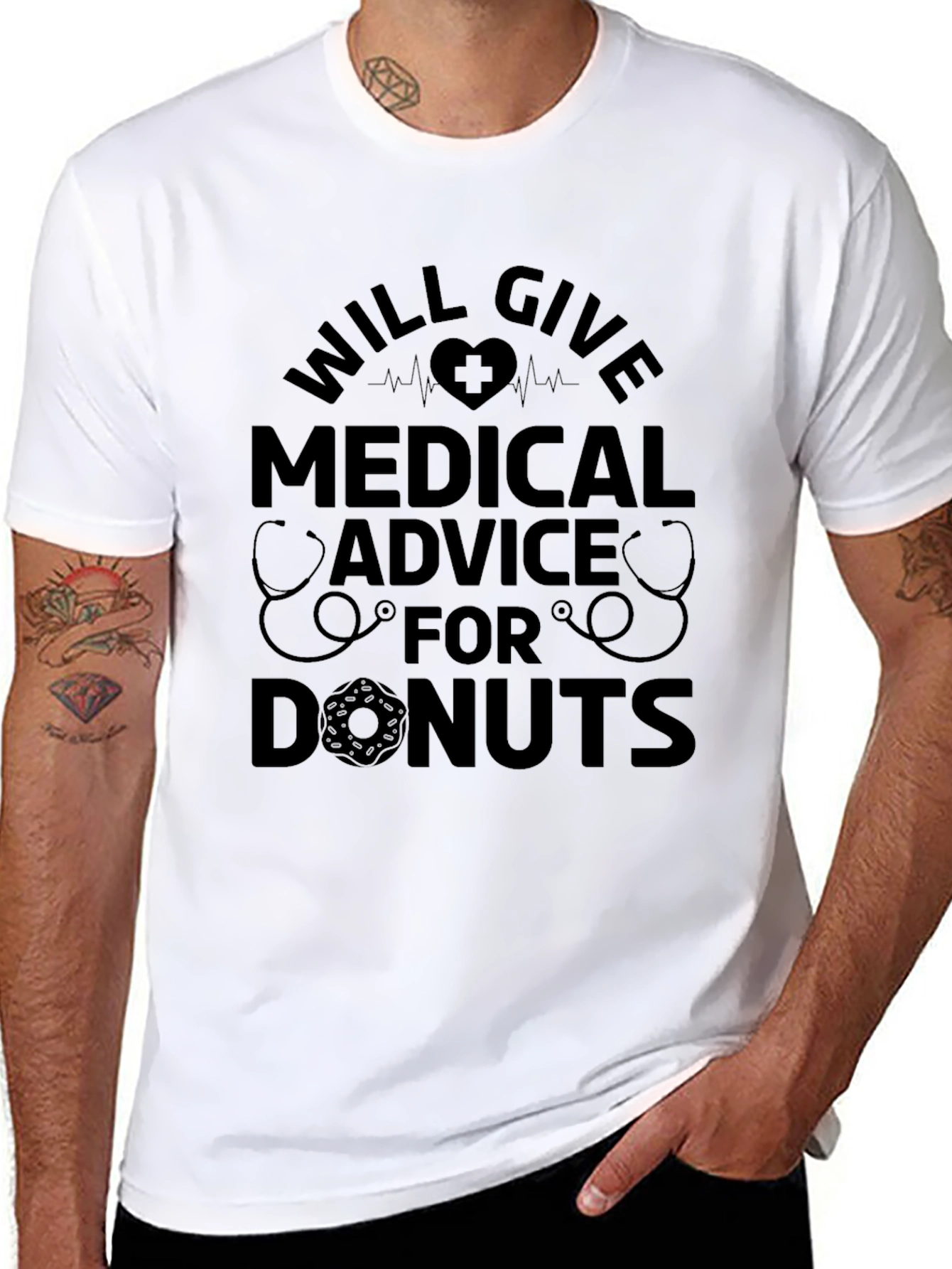 Will Give Medical Advice for Donuts Black T-Shirt