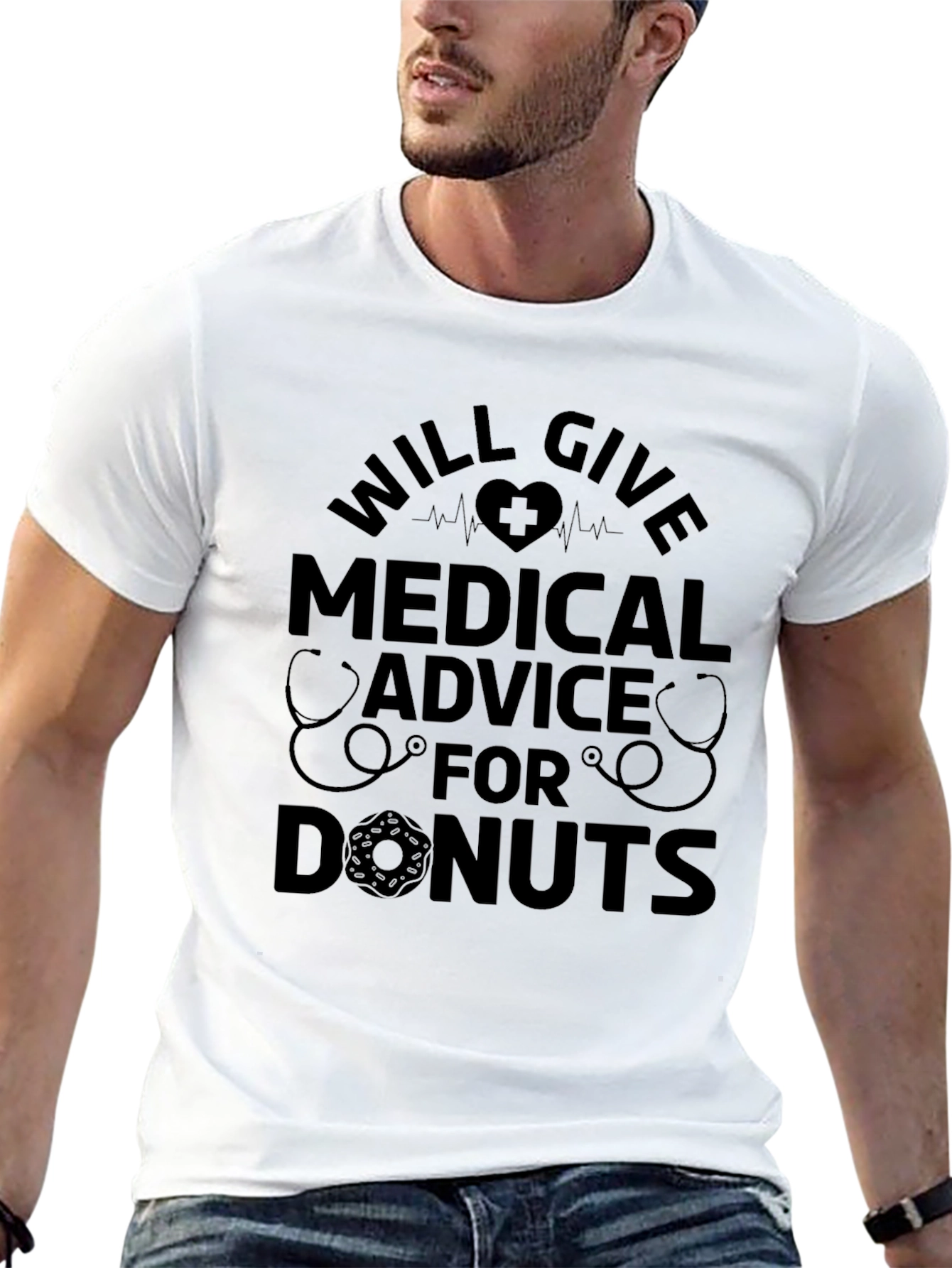 Will Give Medical Advice for Donuts Black T-Shirt