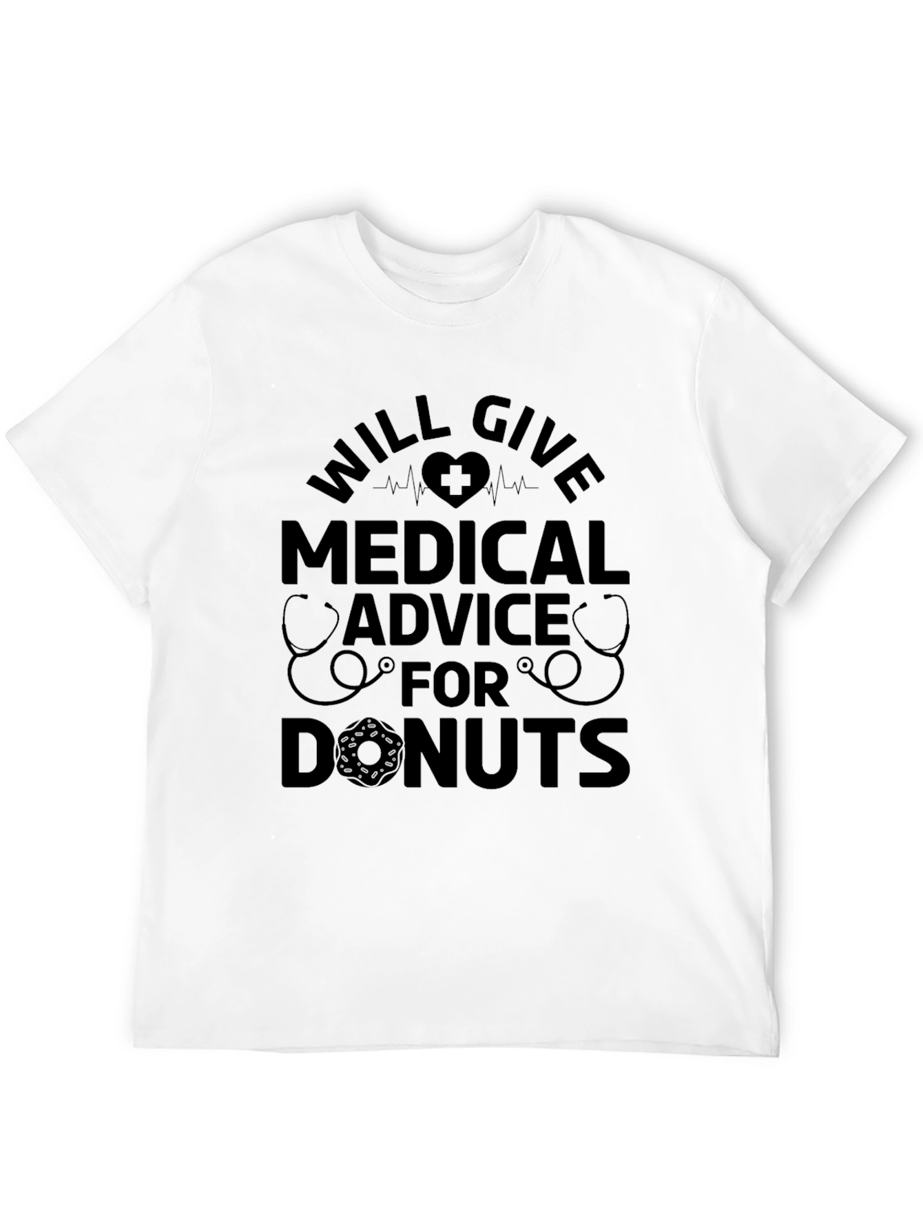 Will Give Medical Advice for Donuts Black T-Shirt