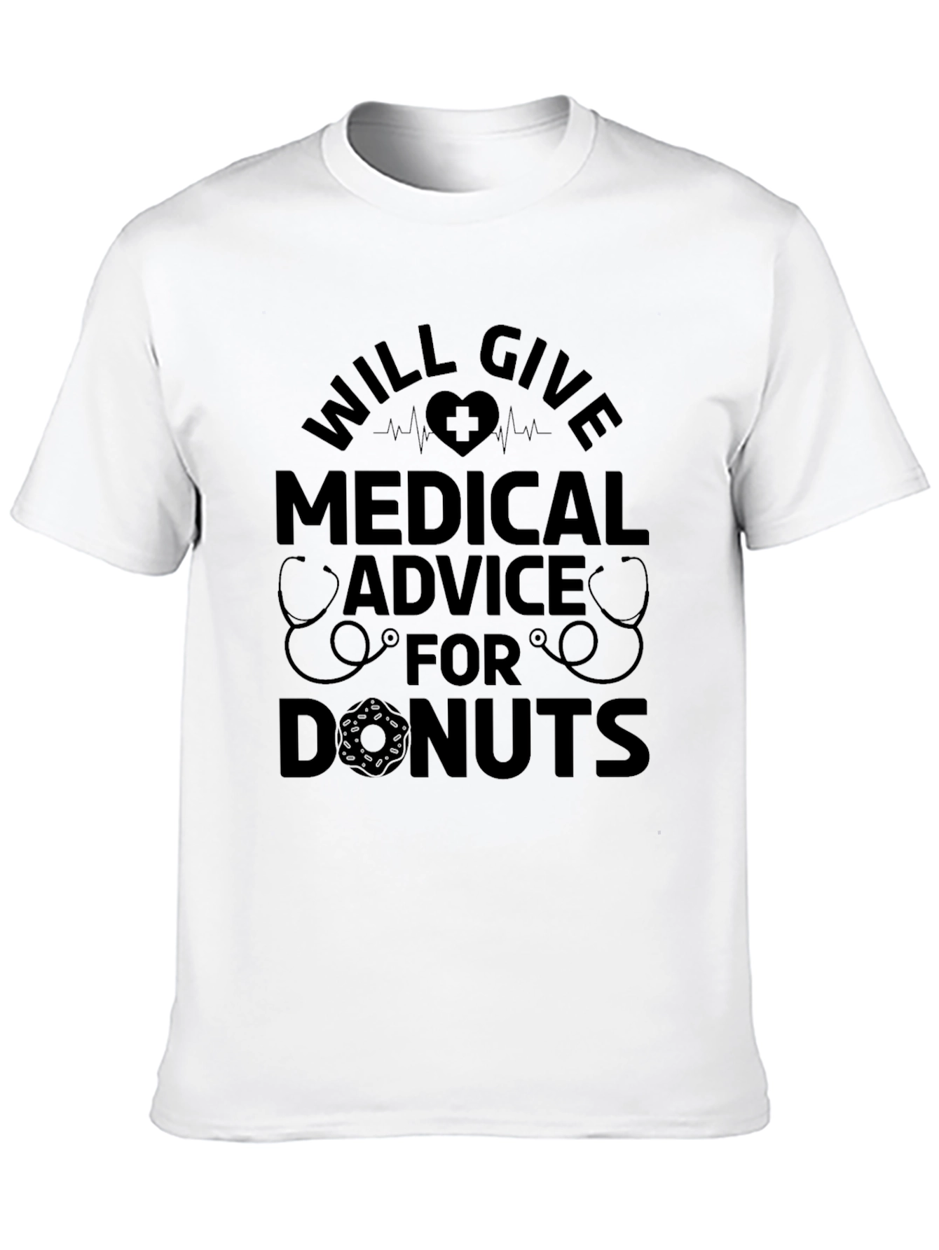 Will Give Medical Advice for Donuts Black T-Shirt