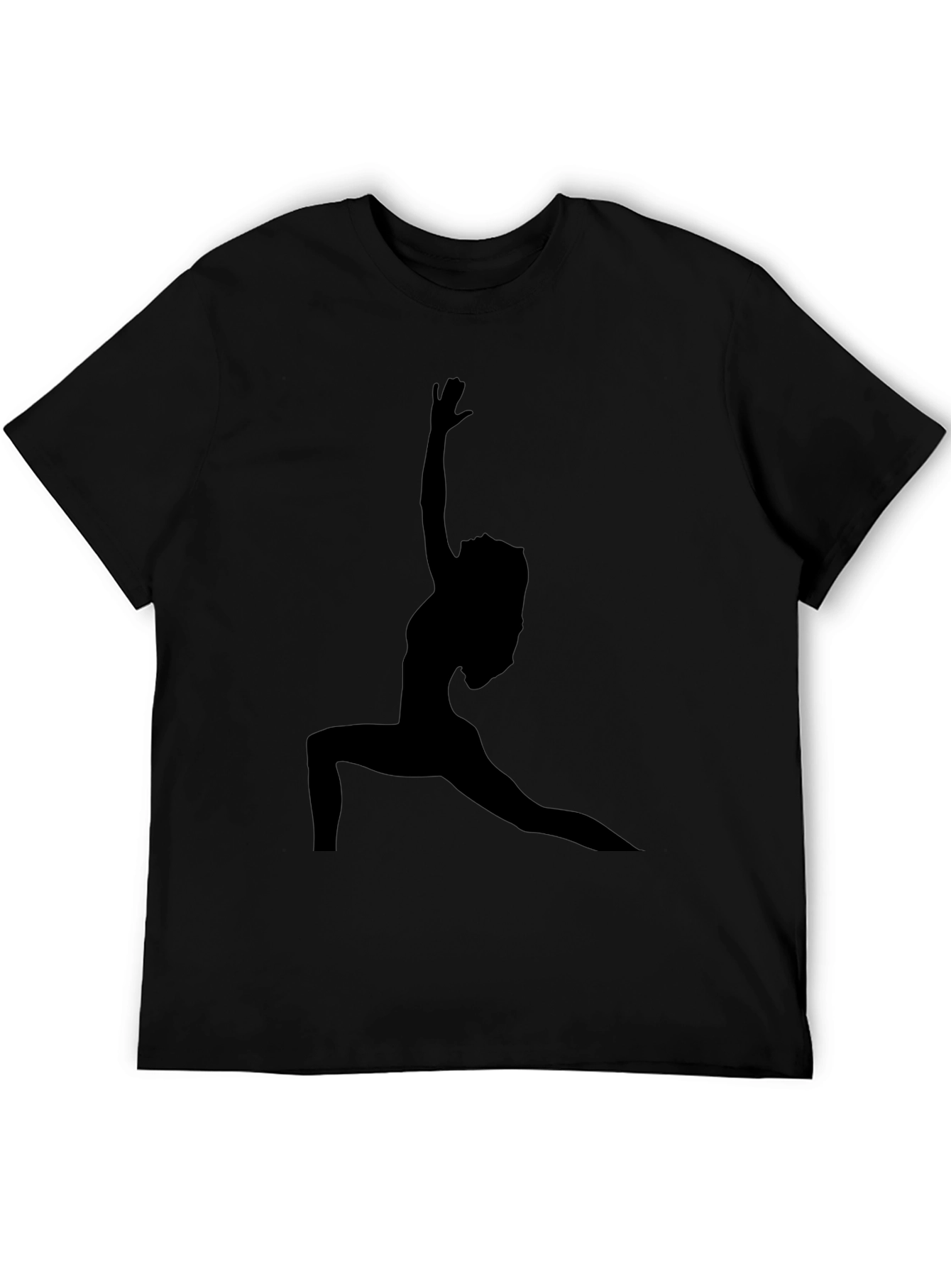 Yoga Pose Silhouette Tee - Black Cotton Graphic T-Shirt